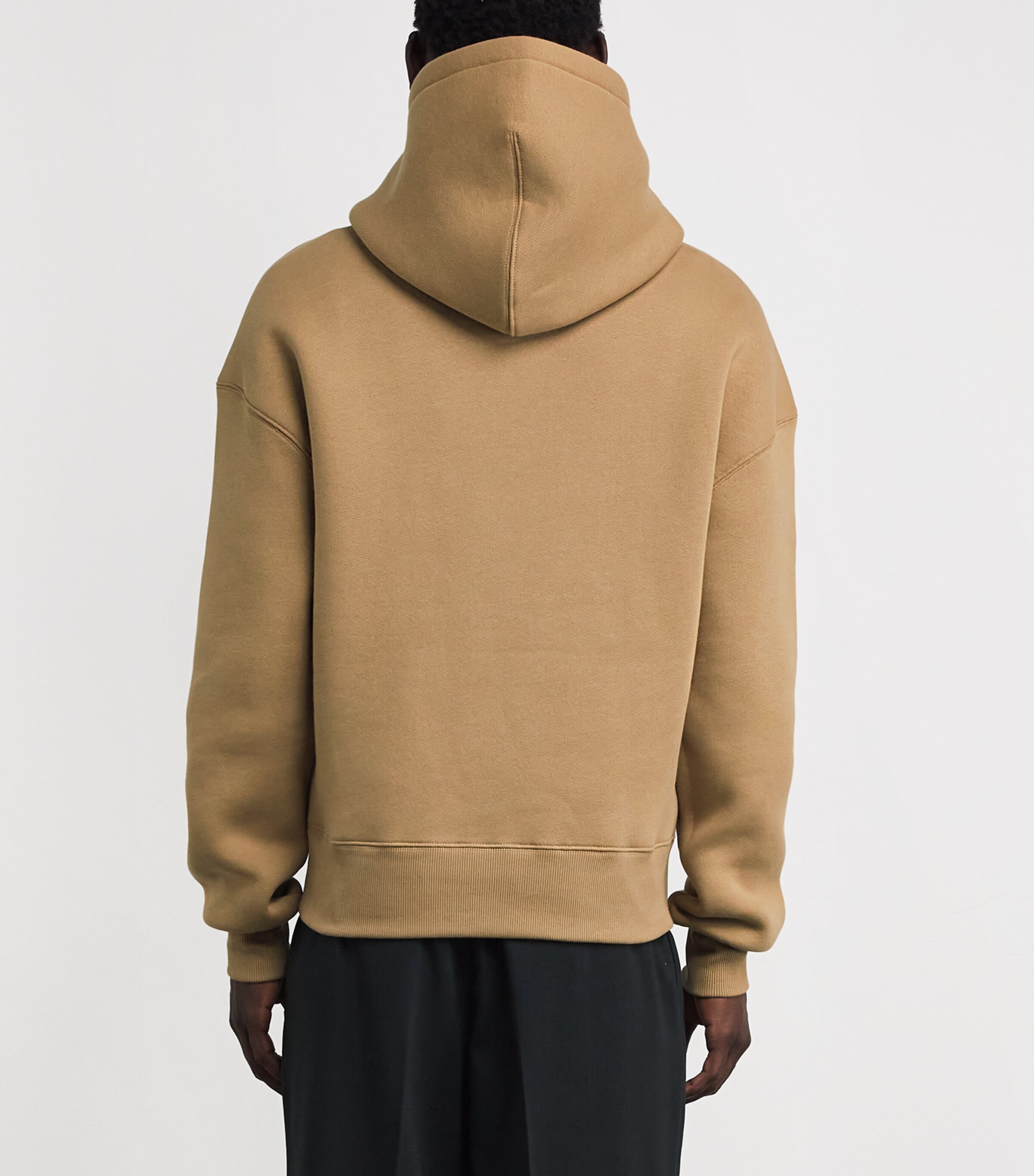 AMI Paris Mens Cotton-Blend Ami de Coeur Hoodie Camel Image 4