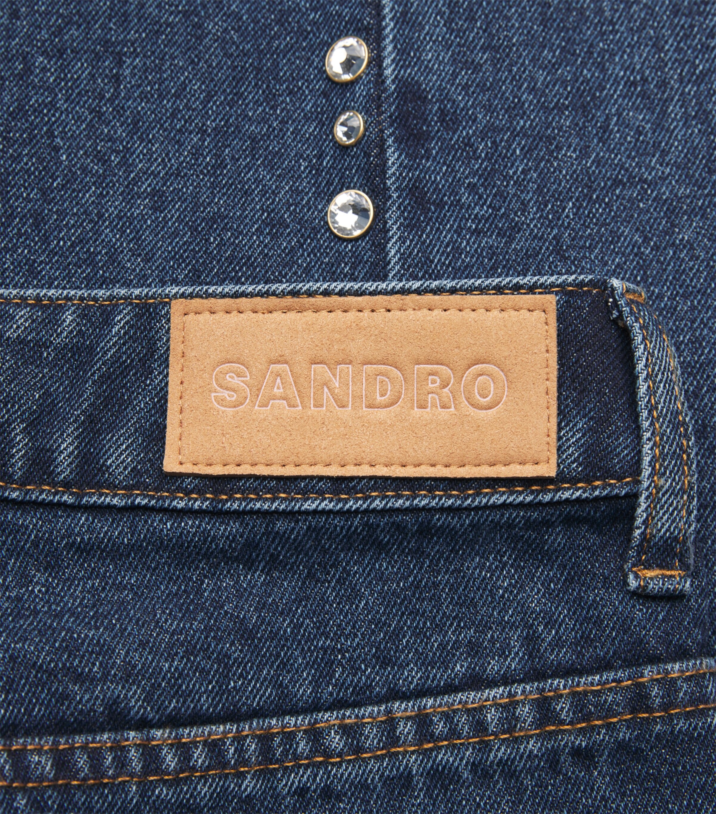 Sandro Paris Womens Embellished Barrel Jeans Blue Jean Image 6