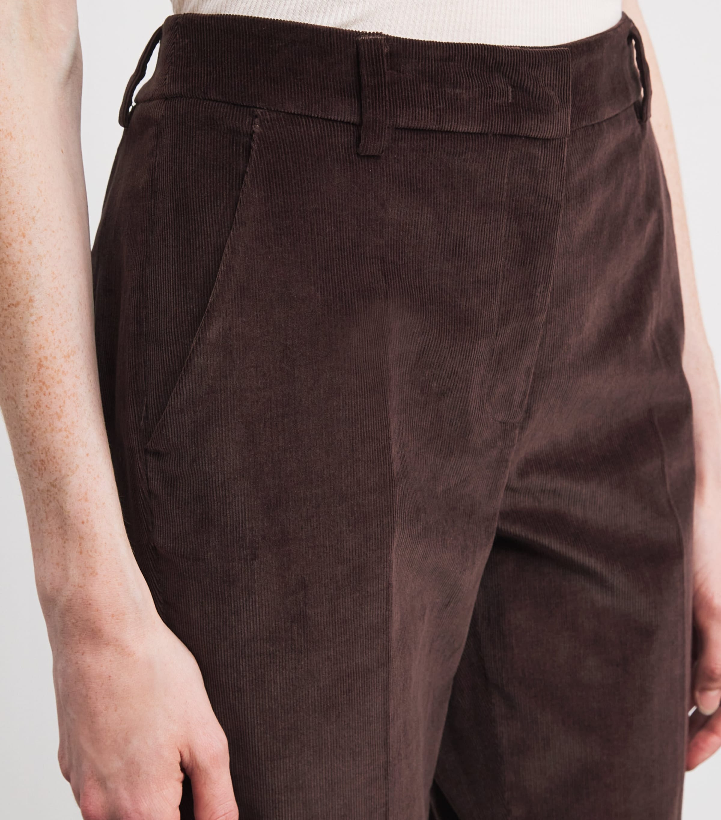 Corduroy Straight Trousers WINE-COLOURED Image 6
