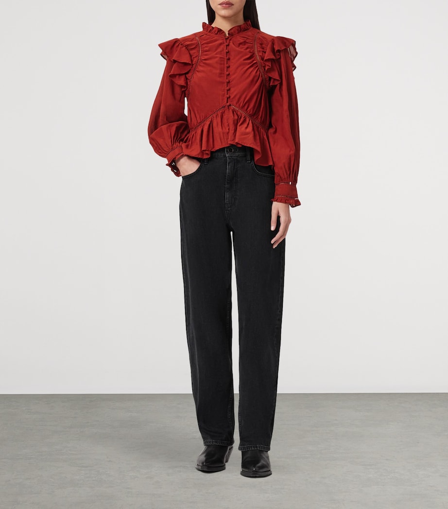 AllSaints Womens Ruffled Lima Blouse Paprika Red Image 2