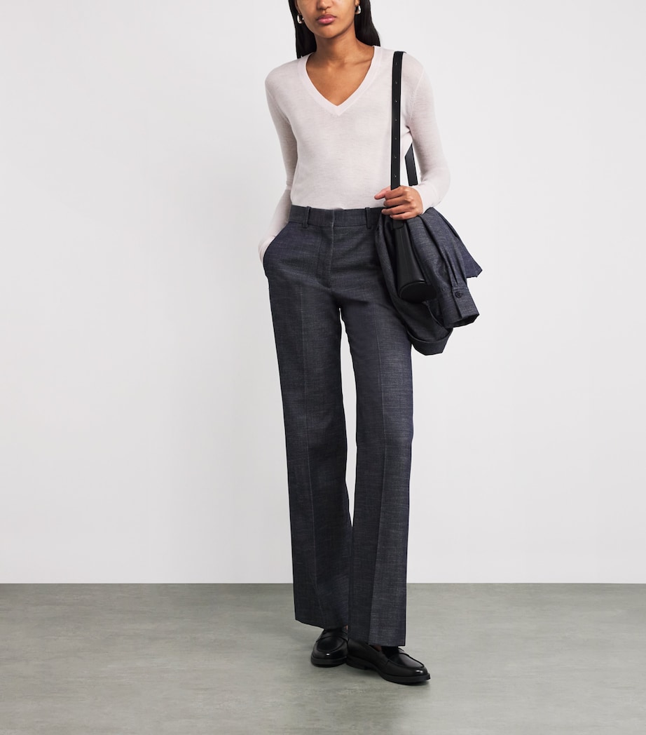 Cashmere Cashair V-Neck Sweater ROSE Image 2