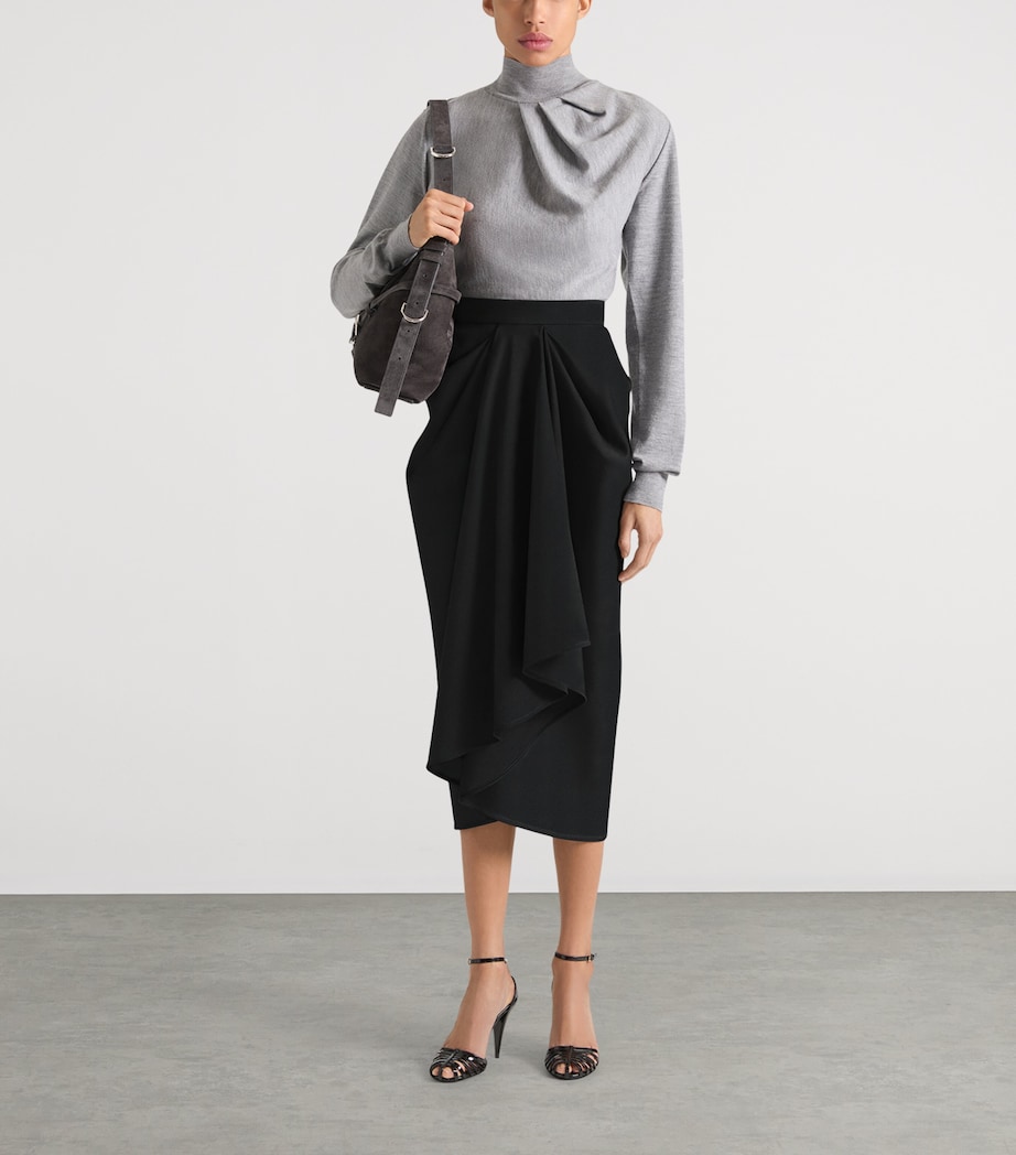 Draped High-Neck Sweater LIGHT GREY Image 2