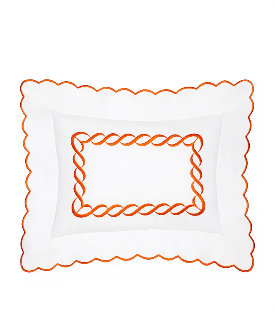 Pratesi Treccia Oxford Pillowcase (30cm x 40cm) White/orange Image 1