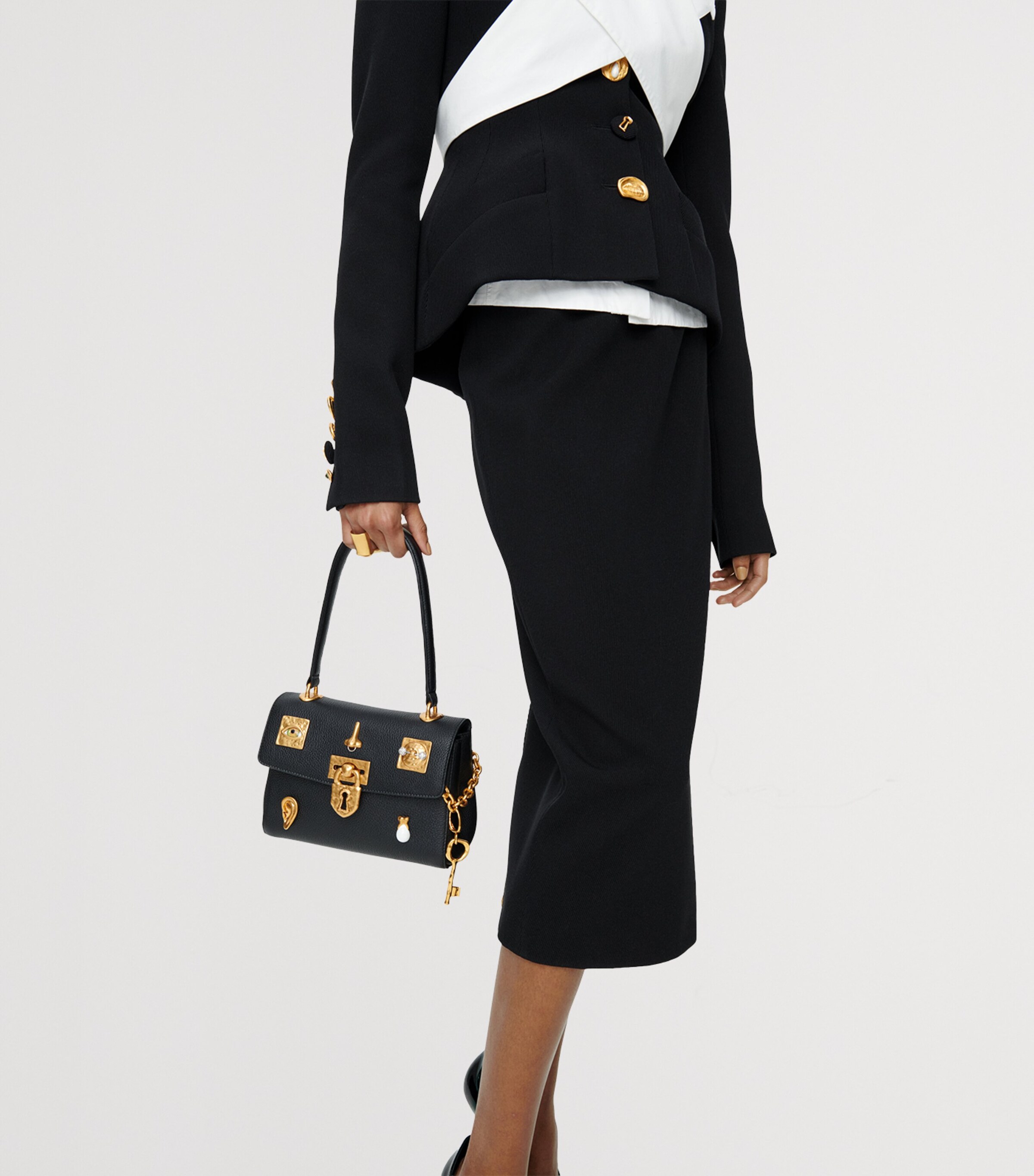 Schiaparelli Womens Wool Gabardine Pencil Skirt Black Image 3