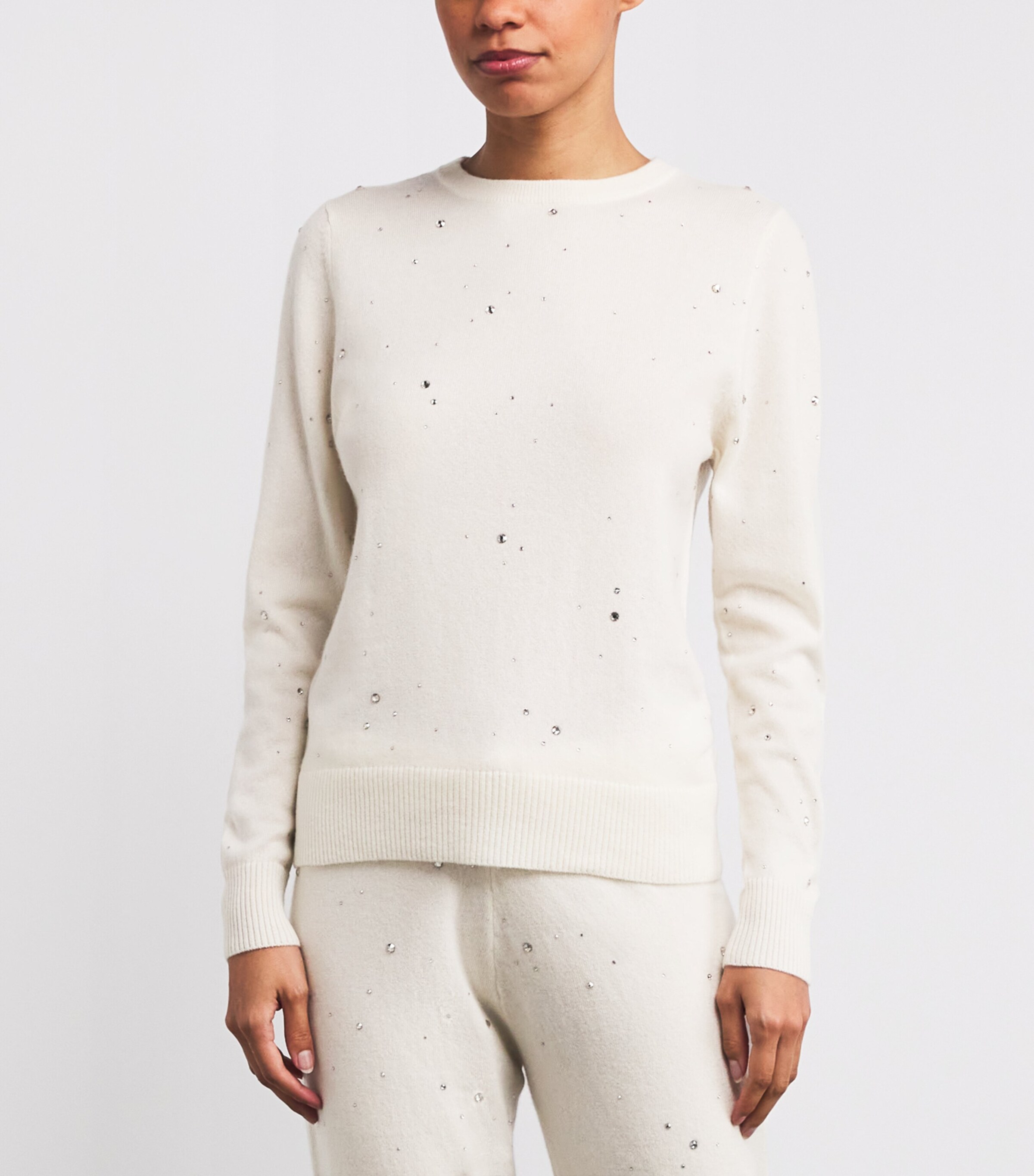 William Sharp White Cashmere Crystal-Embellished Sweater Harrods KR
