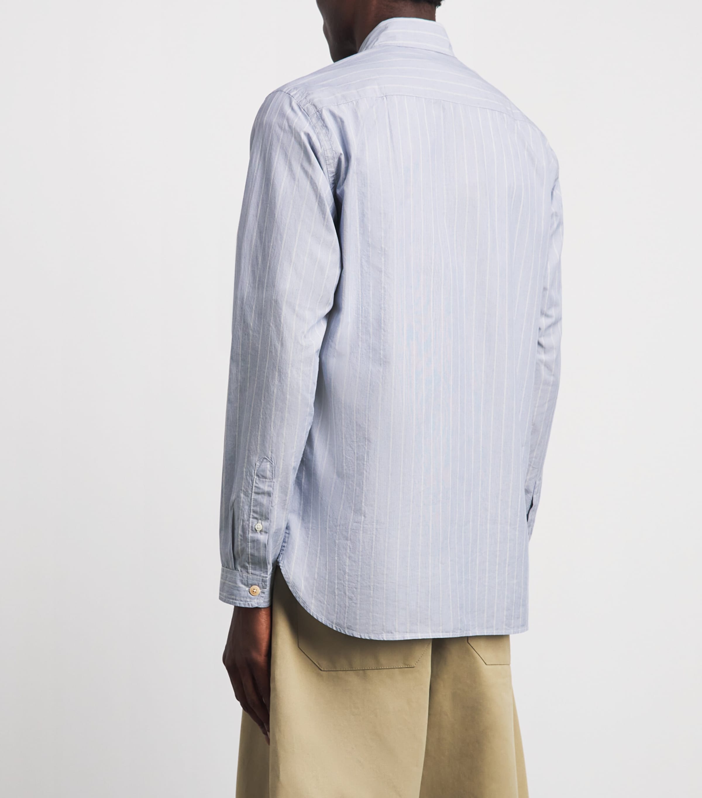 Oliver Spencer Mens Cotton Stripe New York Special Shirt Blue Image 5