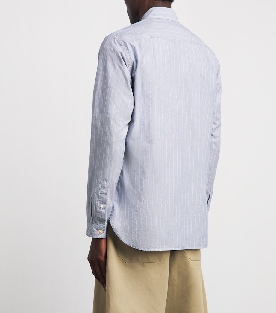 Oliver Spencer Mens Cotton Stripe New York Special Shirt Blue Image 5