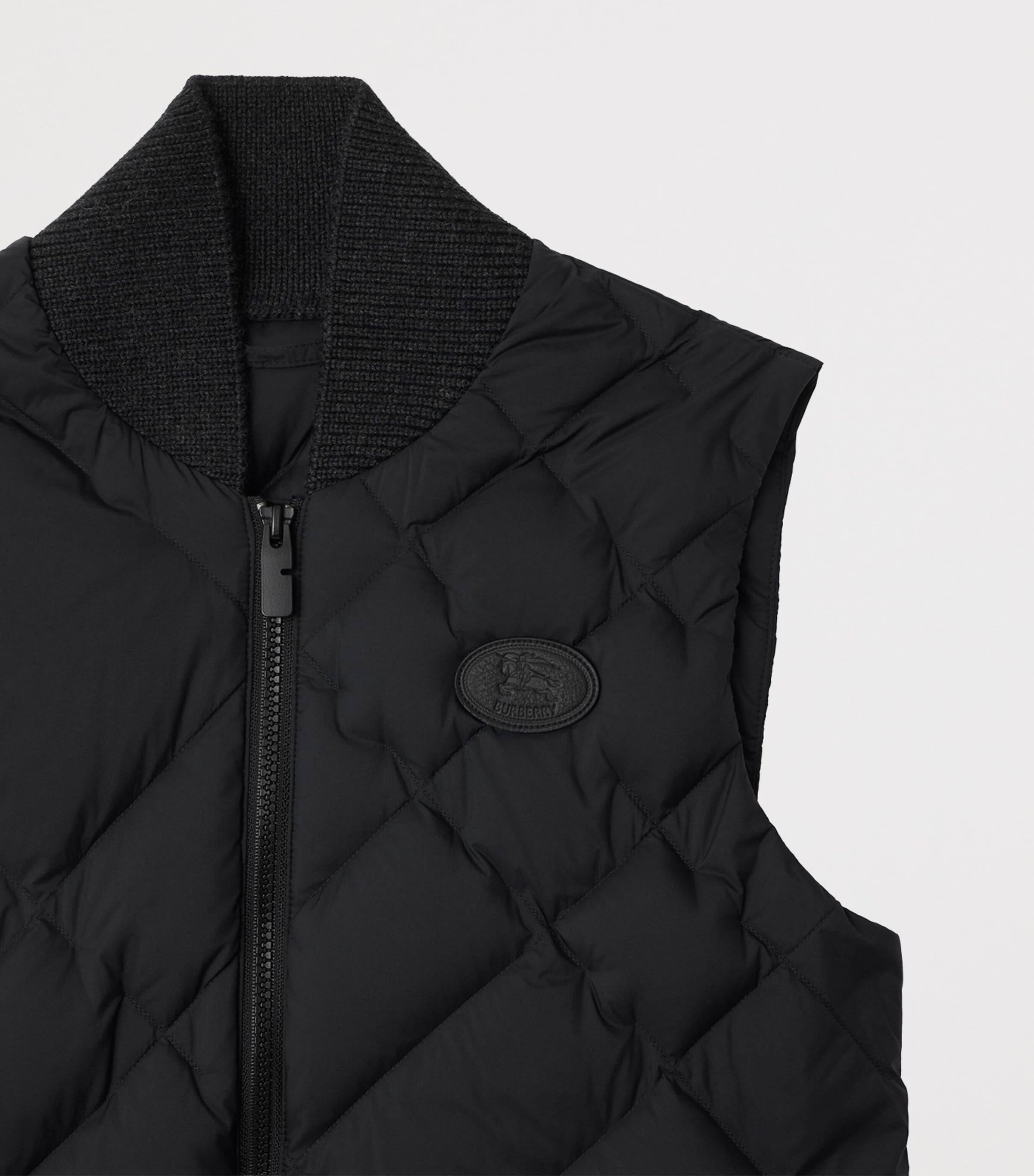 Down Check-Stitch Gilet BLACK Image 4