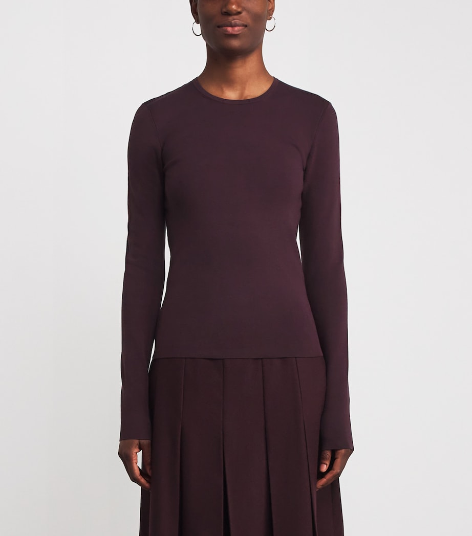 Stretch-Silk Long-Sleeve Top MARASCHINO Image 3