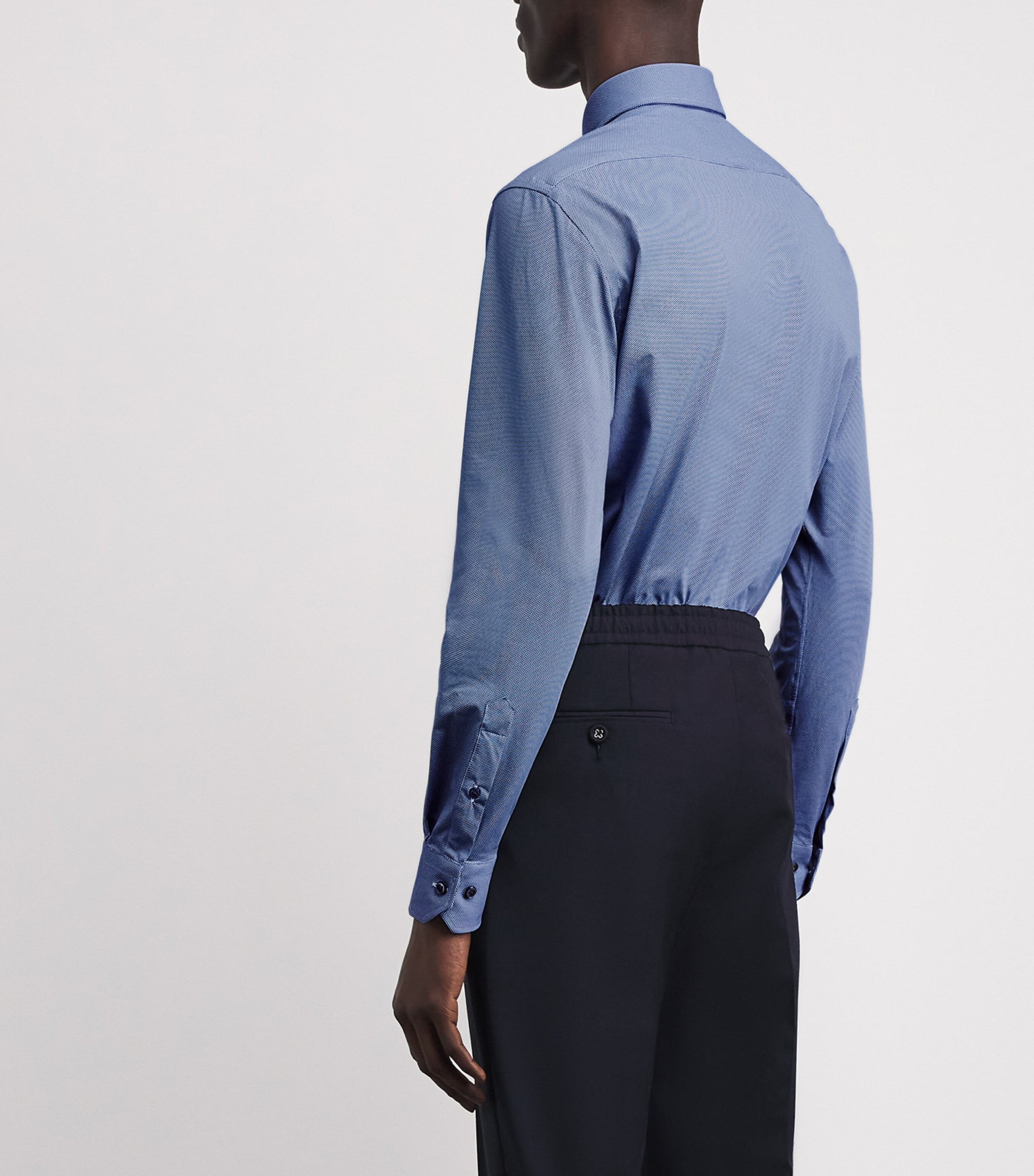 Pal Zileri Mens Jacquard Micro-Pattern Shirt Light Blue Image 5