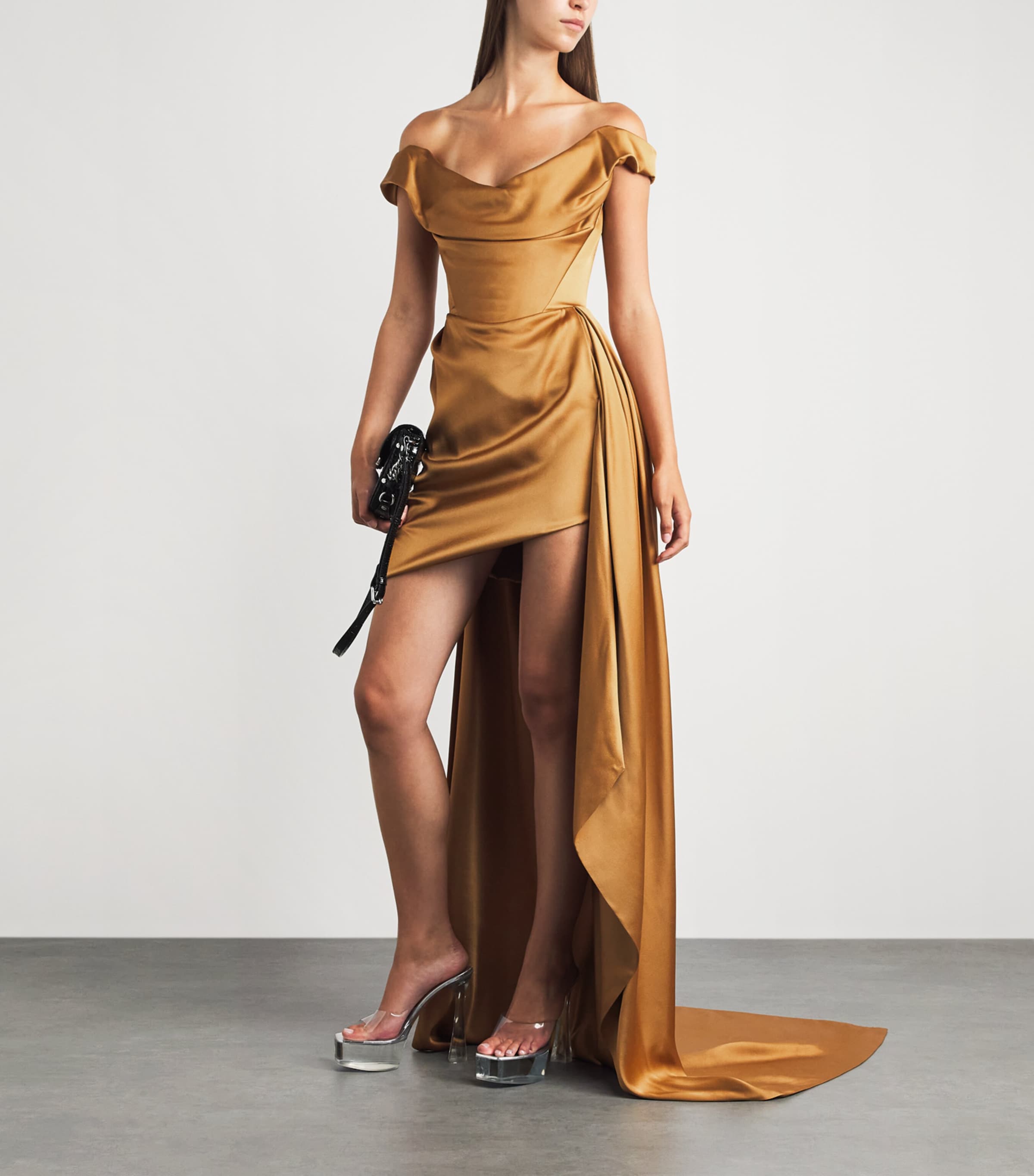 Vivienne Westwood Womens Off-The-Shoulder Comet Gown Brass/gold Image 2