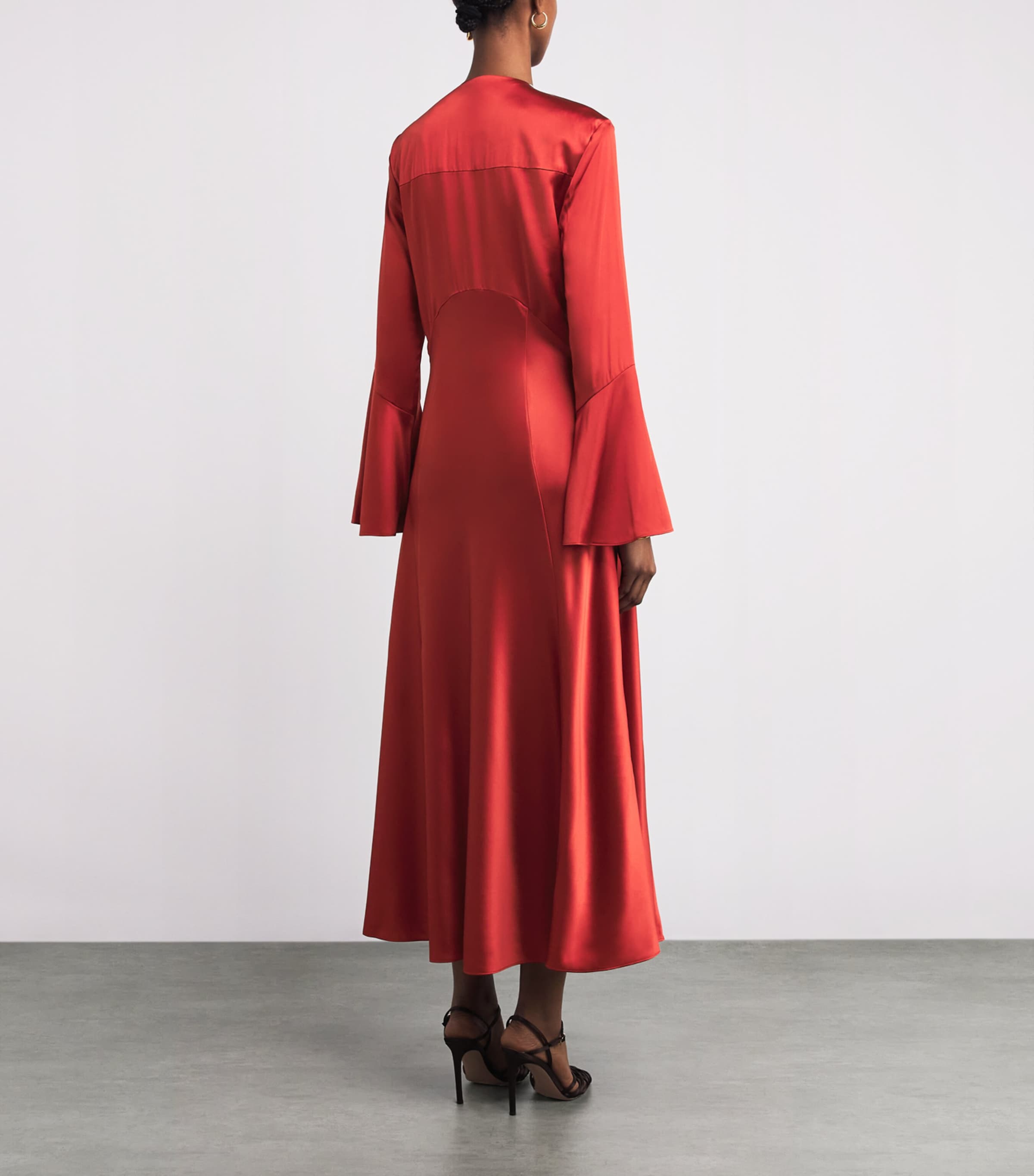 Silk-Blend Ezri Midi Dress R0009 CARNELIAN RED Image 3