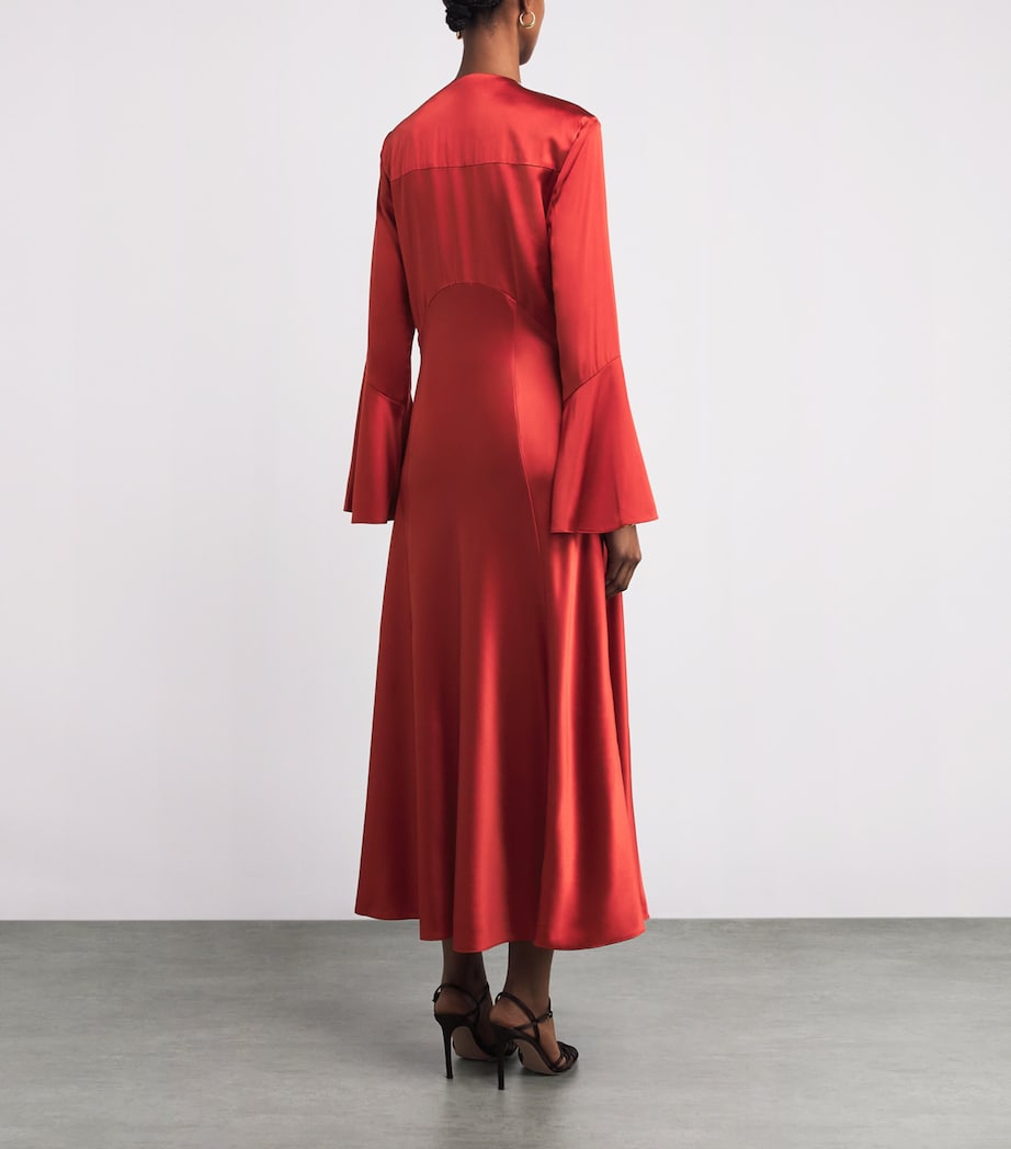 Silk-Blend Ezri Midi Dress R0009 CARNELIAN RED Image 3