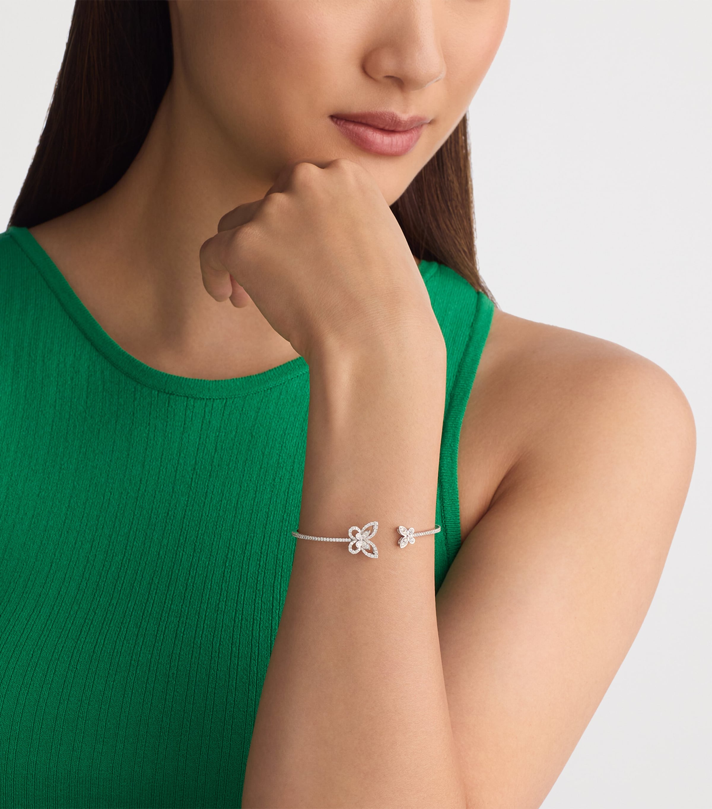 Graff White Gold and Diamond Butterfly Bangle White Gold Image 2