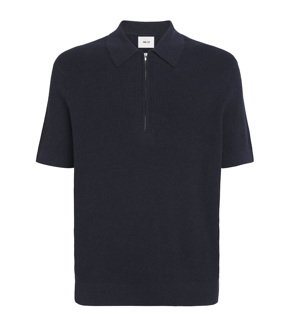 NN07 Mens Hansie Half-Zip Polo Shirt Navy Melange Image 1