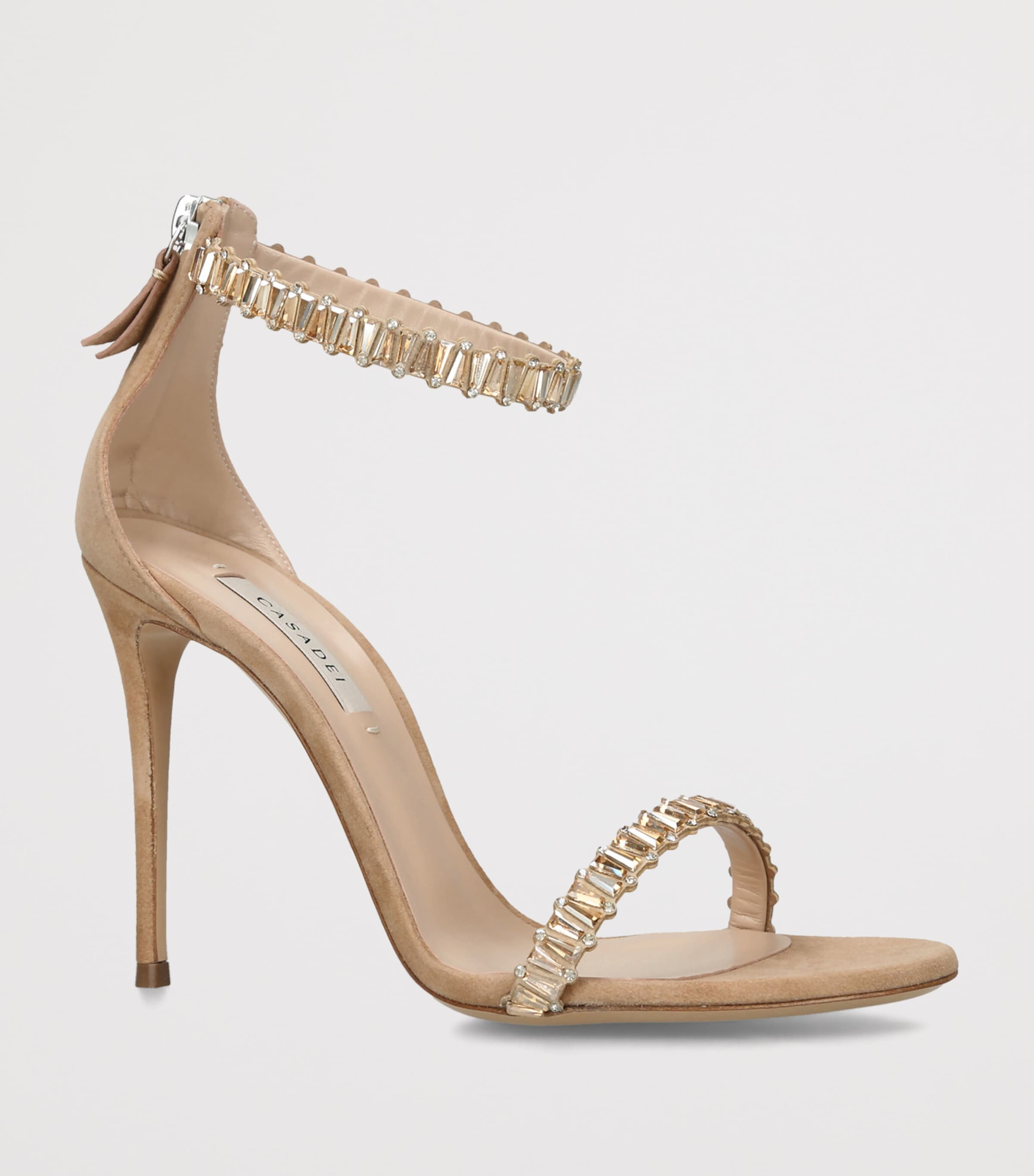 Casadei Suede Julia Heaven Sandals 100 Beige Comb Image 2
