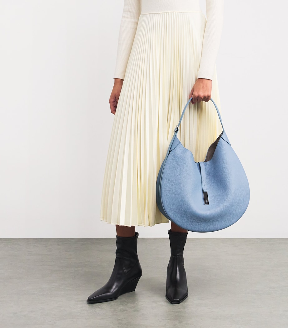 Large Leather Polo ID Shoulder Bag FDED DENIM Image 5