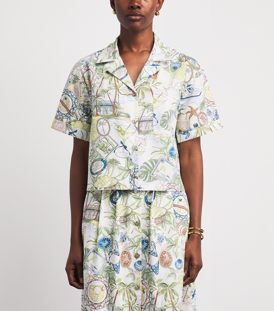 Maje Womens Cotton Postcard Print Shirt Postcard Print Image 4