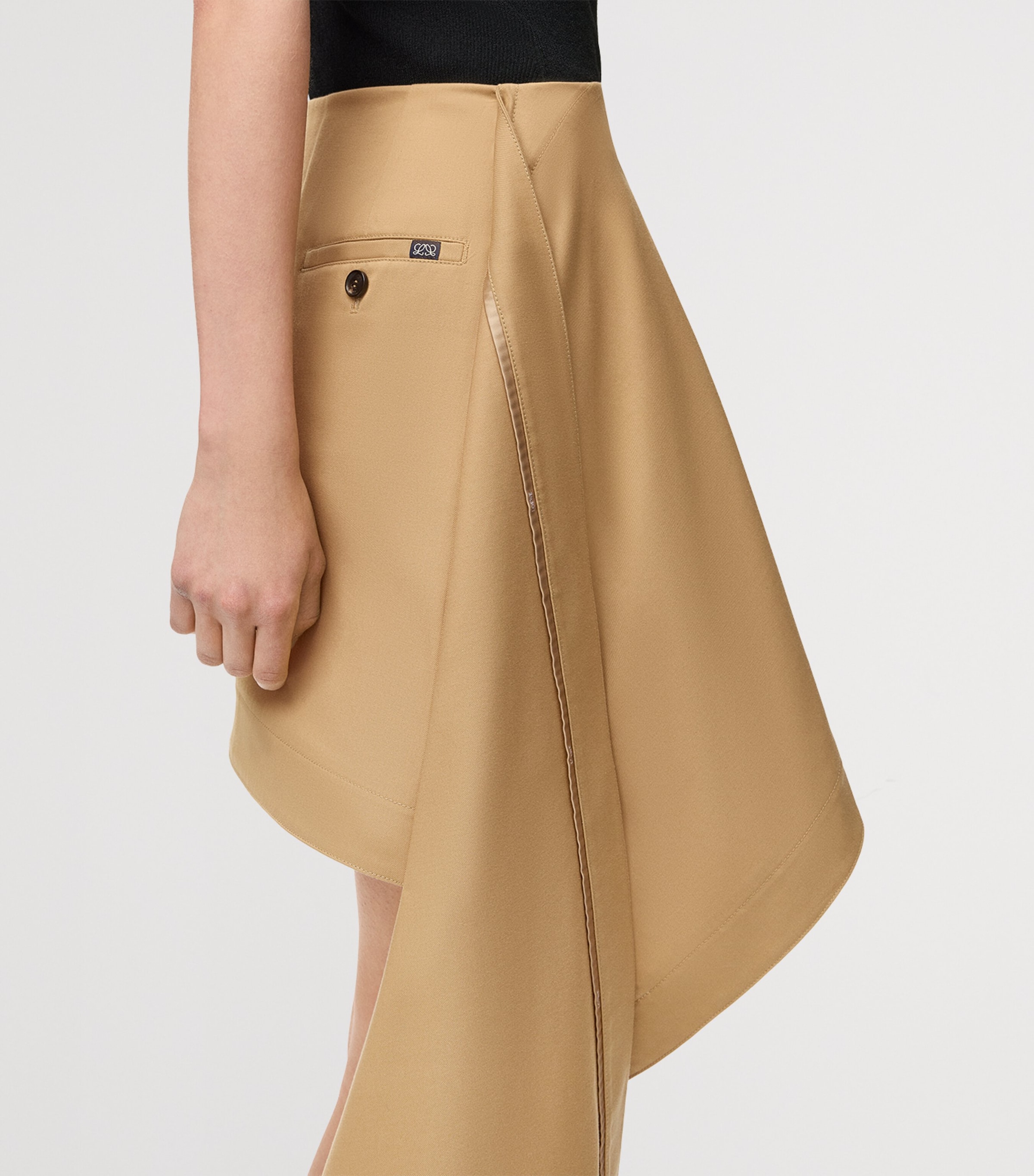 LOEWE Womens Cotton-Blend Draped Mini Skirt Beige Image 5