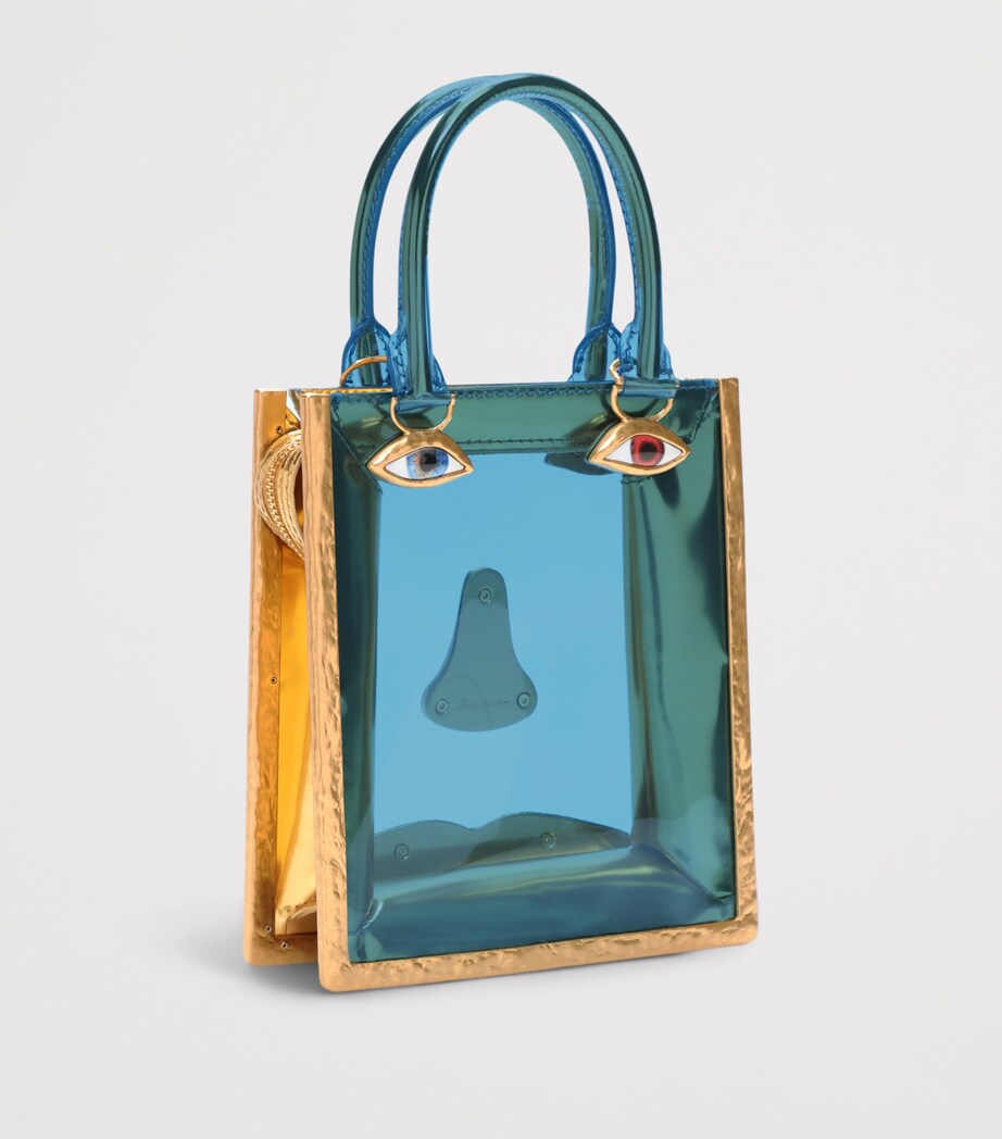 Mini Vinyl Face Top-Handle Bag 71 GOLD/BLUE Image 3