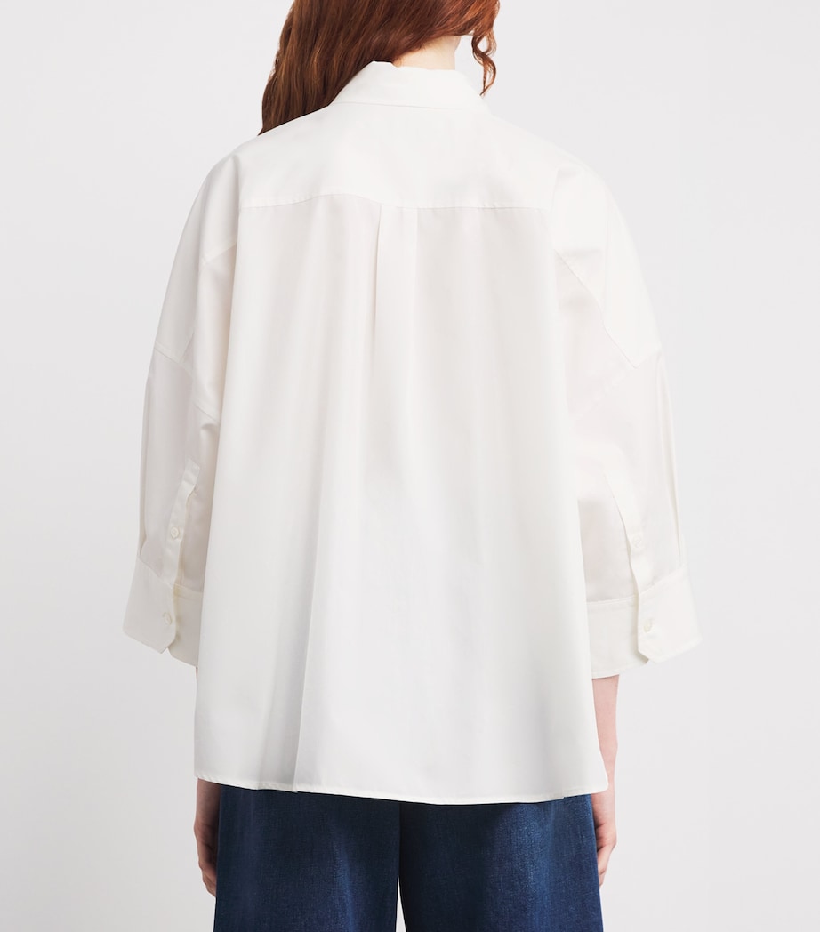 Cotton Cropped-Sleeve Shirt WHITE Image 4