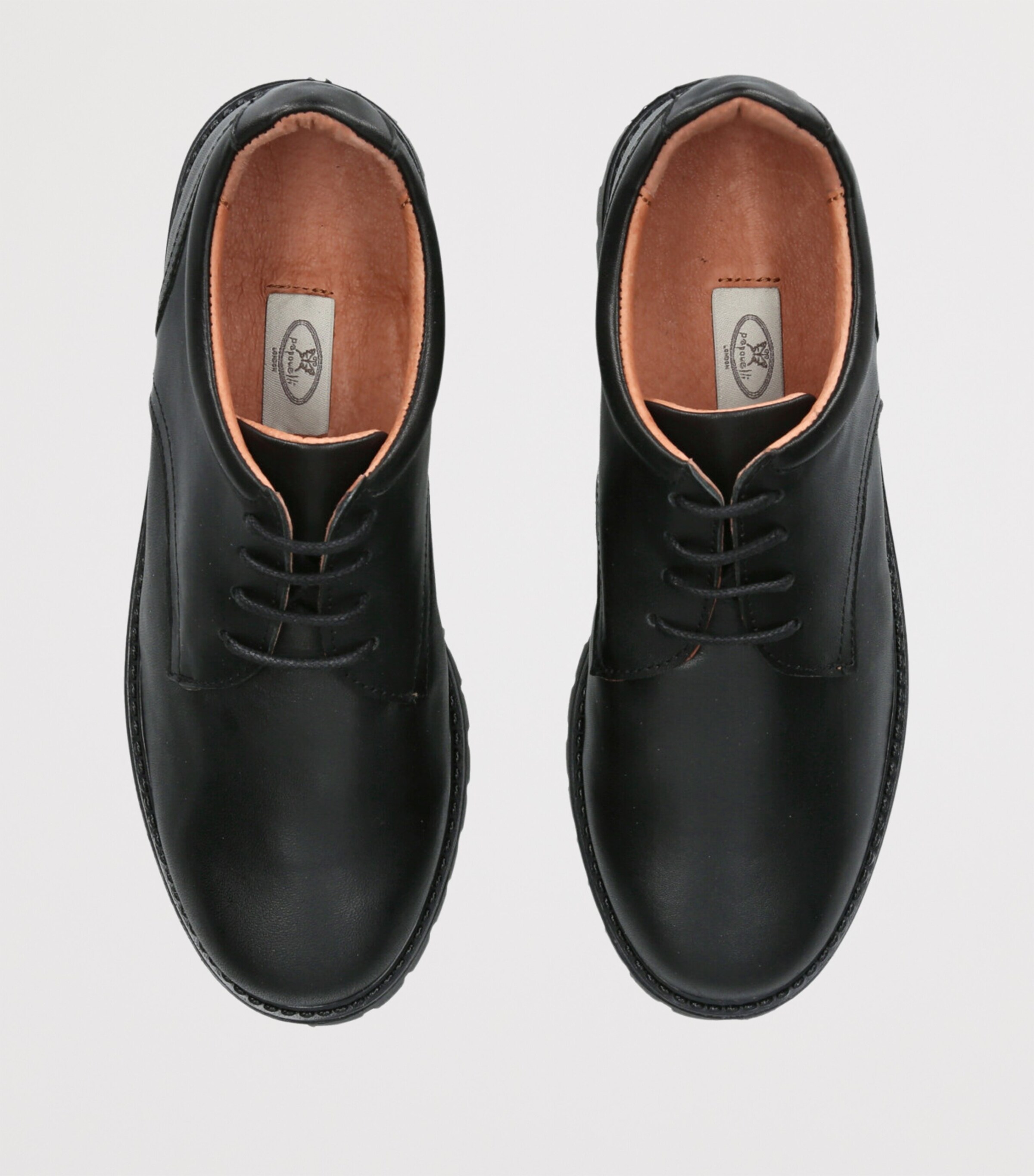 papouelli Leather Lace-Up Harry School Shoes Black Image 4