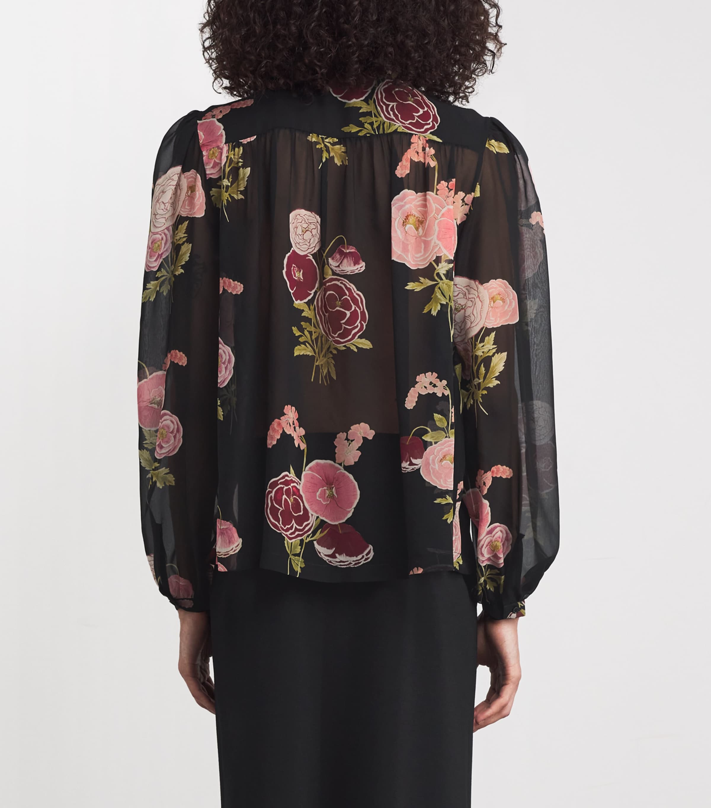 Silk Floral Blouse P095 BLACK MULTI Image 4
