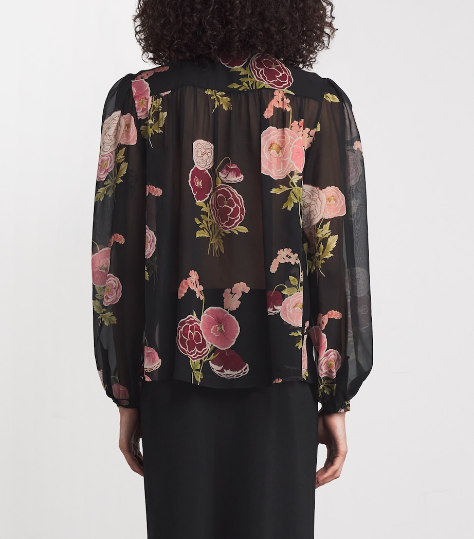 Silk Floral Blouse P095 BLACK MULTI Image 4