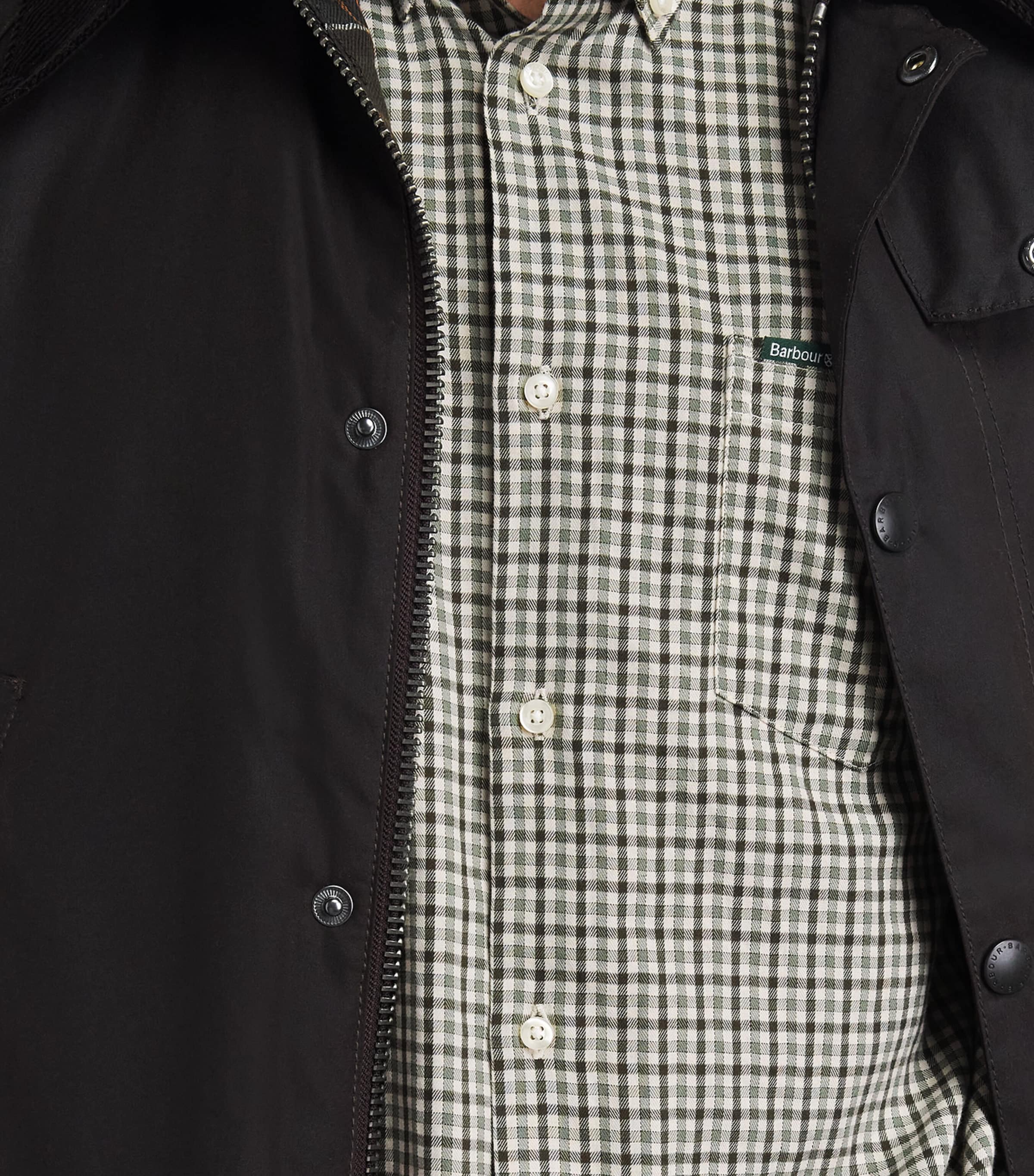 Barbour Mens Gingham Padshaw Shirt Olive Image 3
