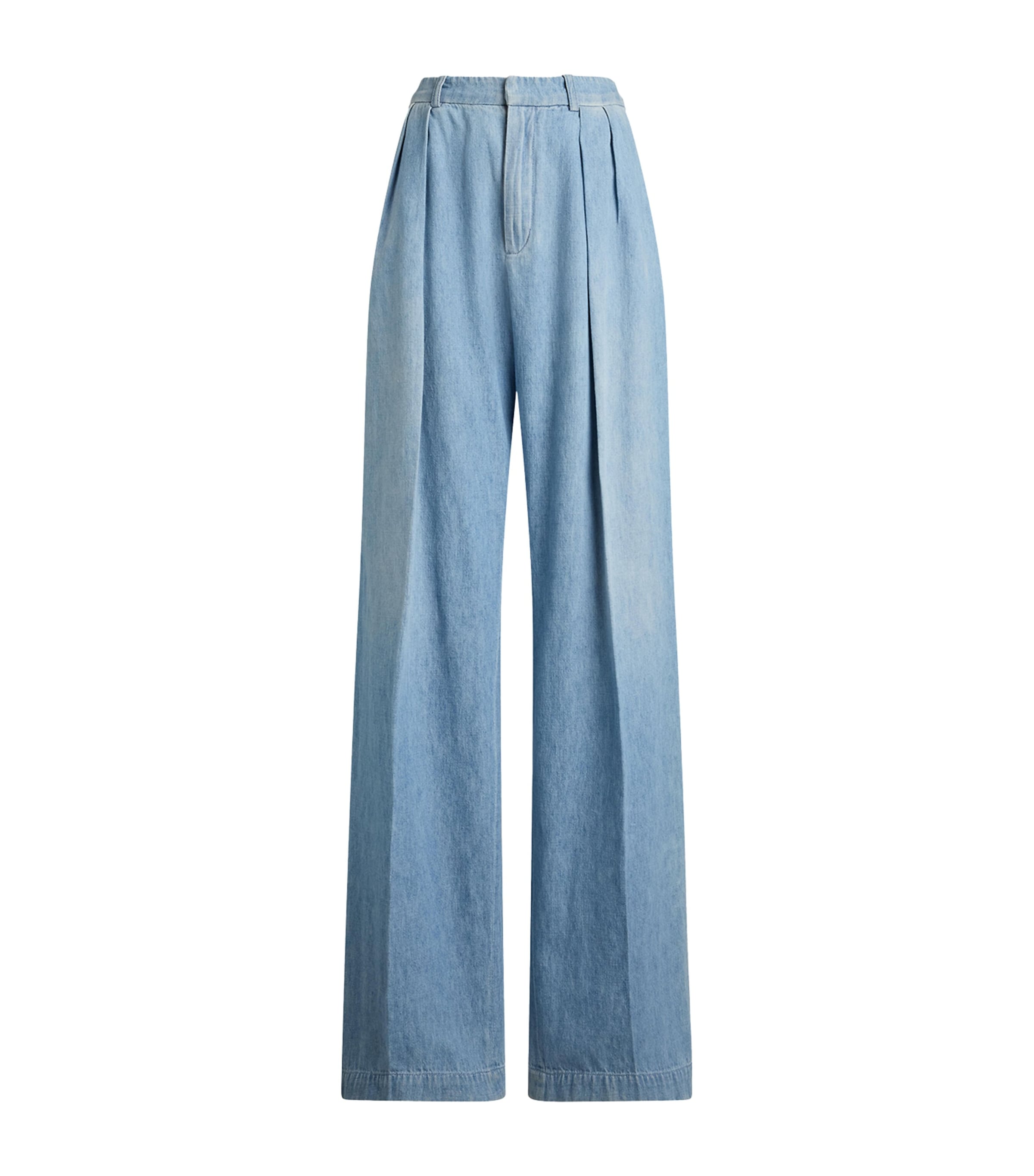 Ralph Lauren Collection Womens Cotton Pleated Tailored Trousers Cirrus Indigo Image 1