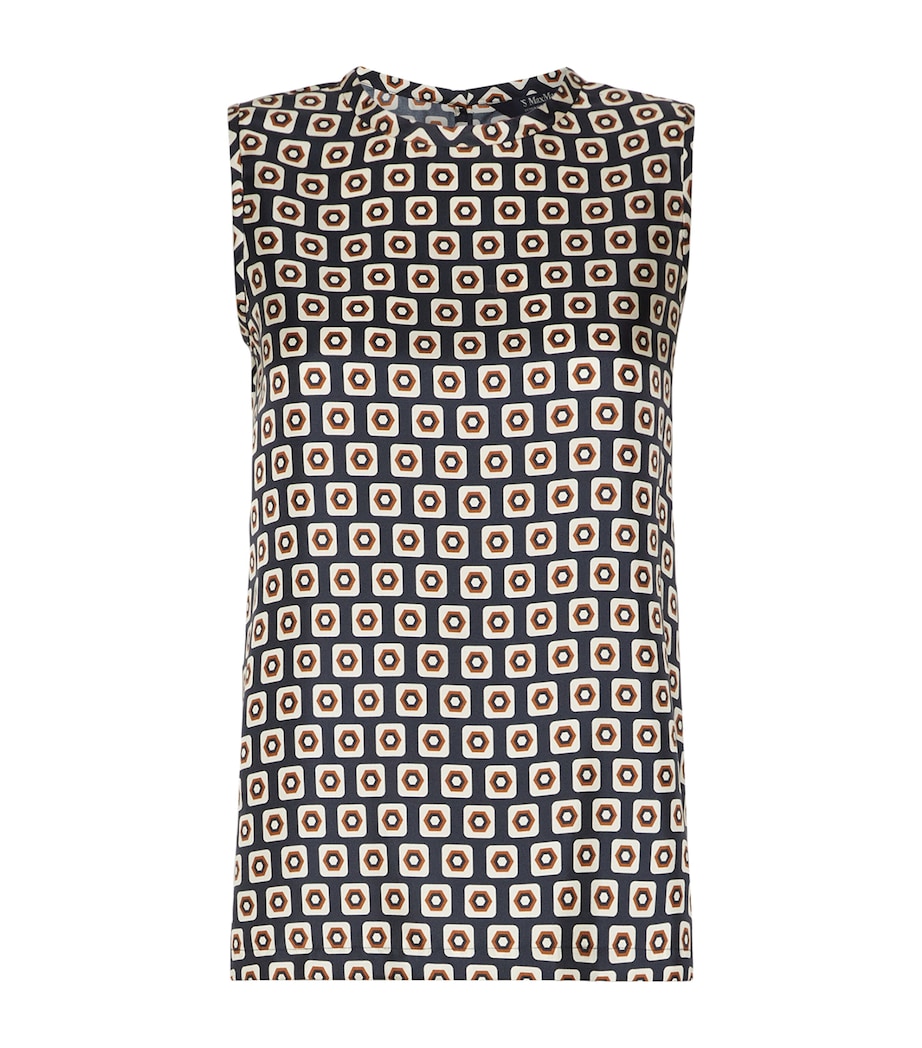 Max Mara Womens Silk Geometric Blouse Ultramarine Image 1