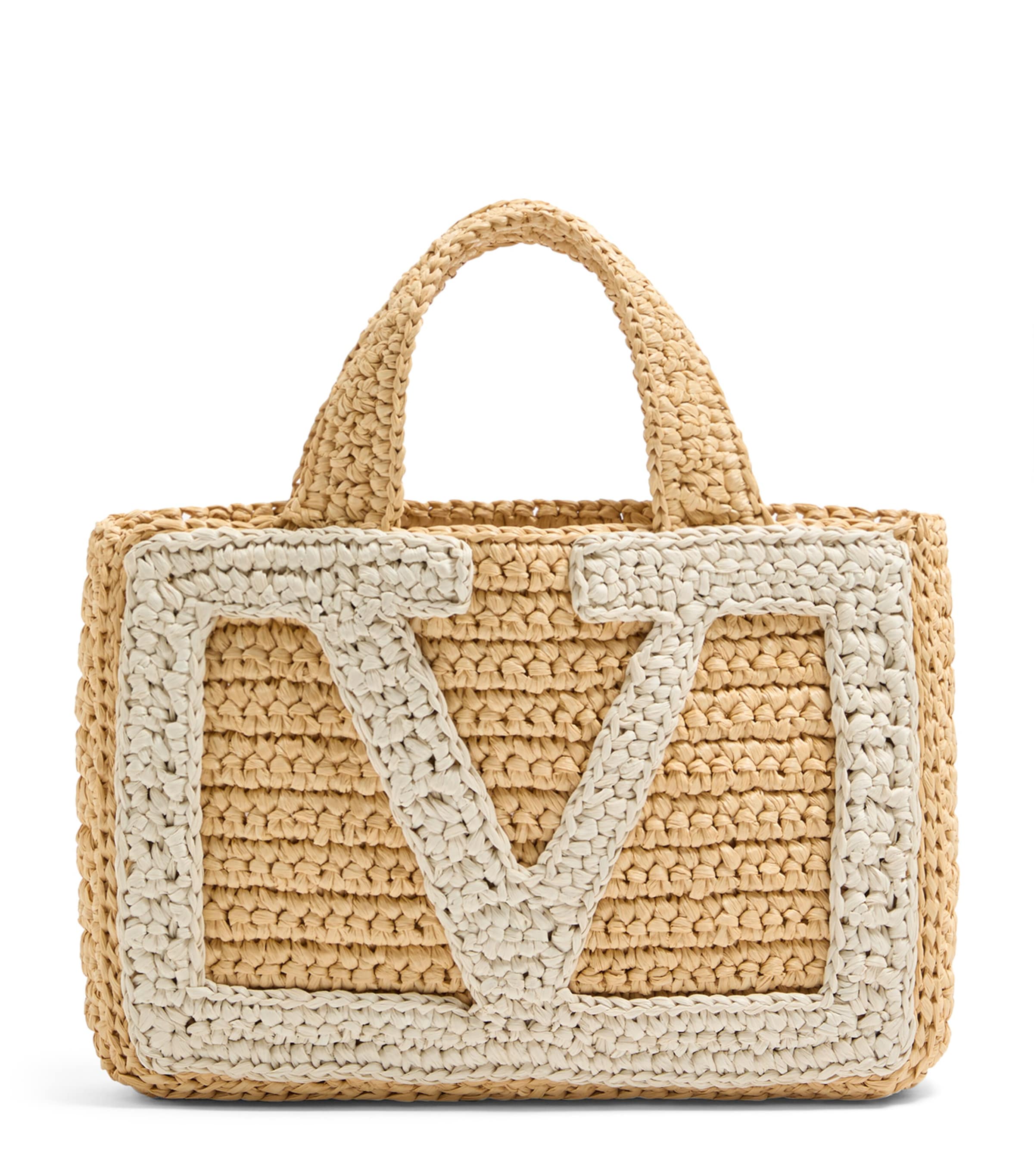 【VALENTINO】 Garavani Viva Superstar Small raffia tote bag Valentino Garavani Viva Superstar Small Shopping Bag in