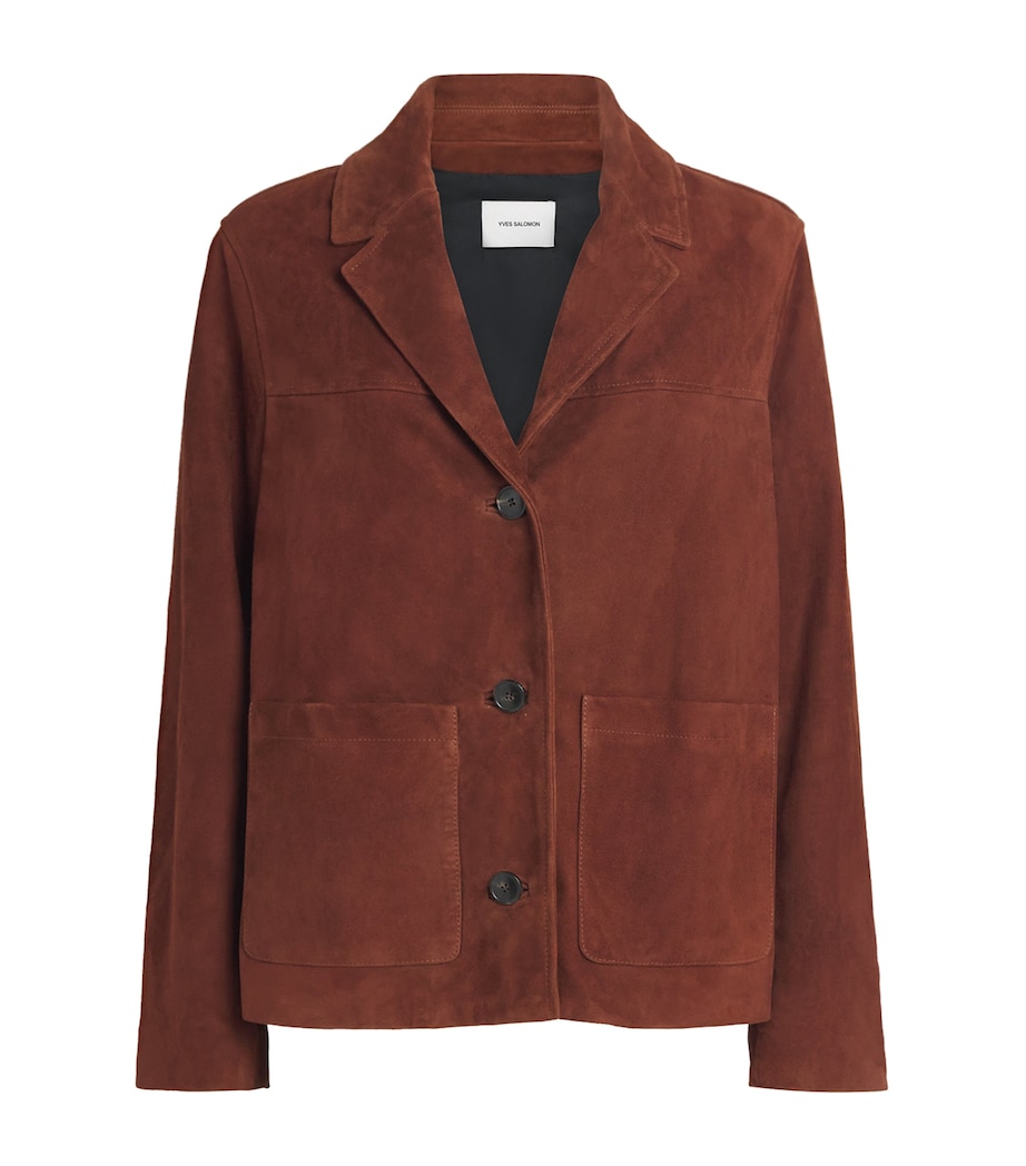 Yves Salomon Womens Lambskin Suede Collared Jacket Image 1