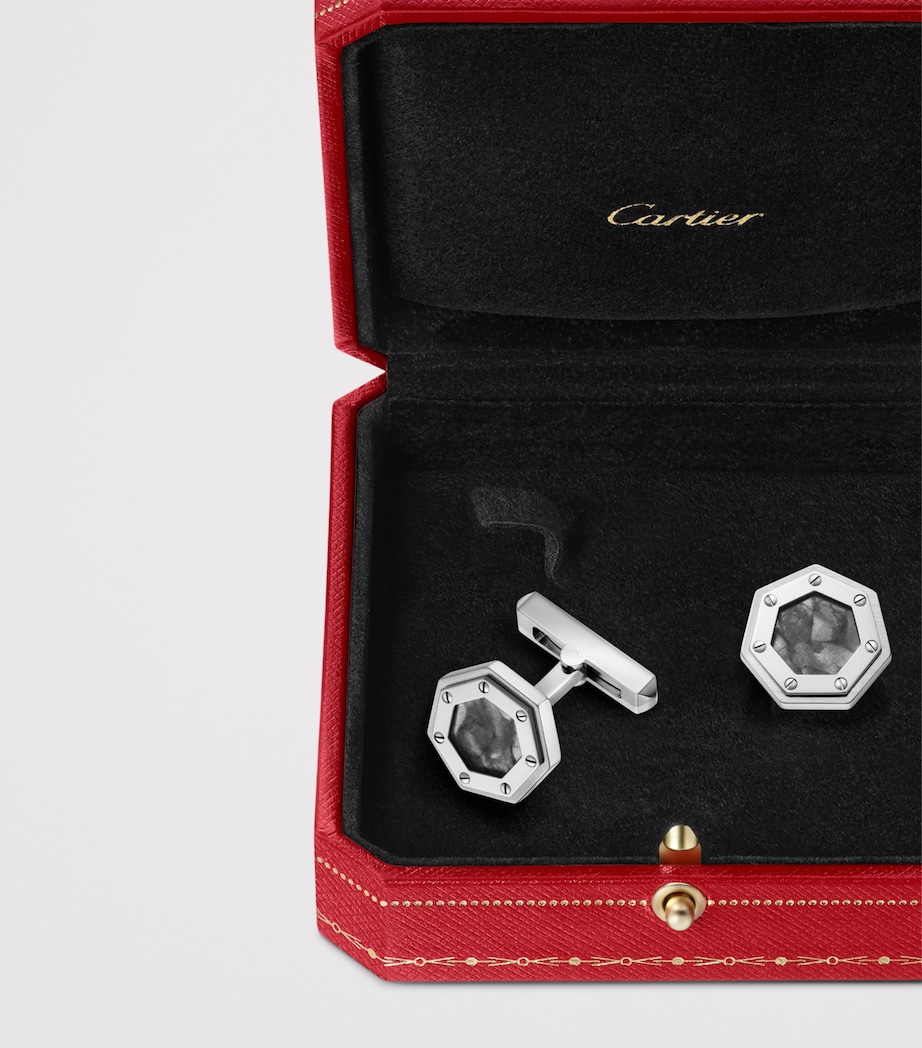 Cartier Sterling Silver Santos de Cartier Cufflinks Grey Image 2