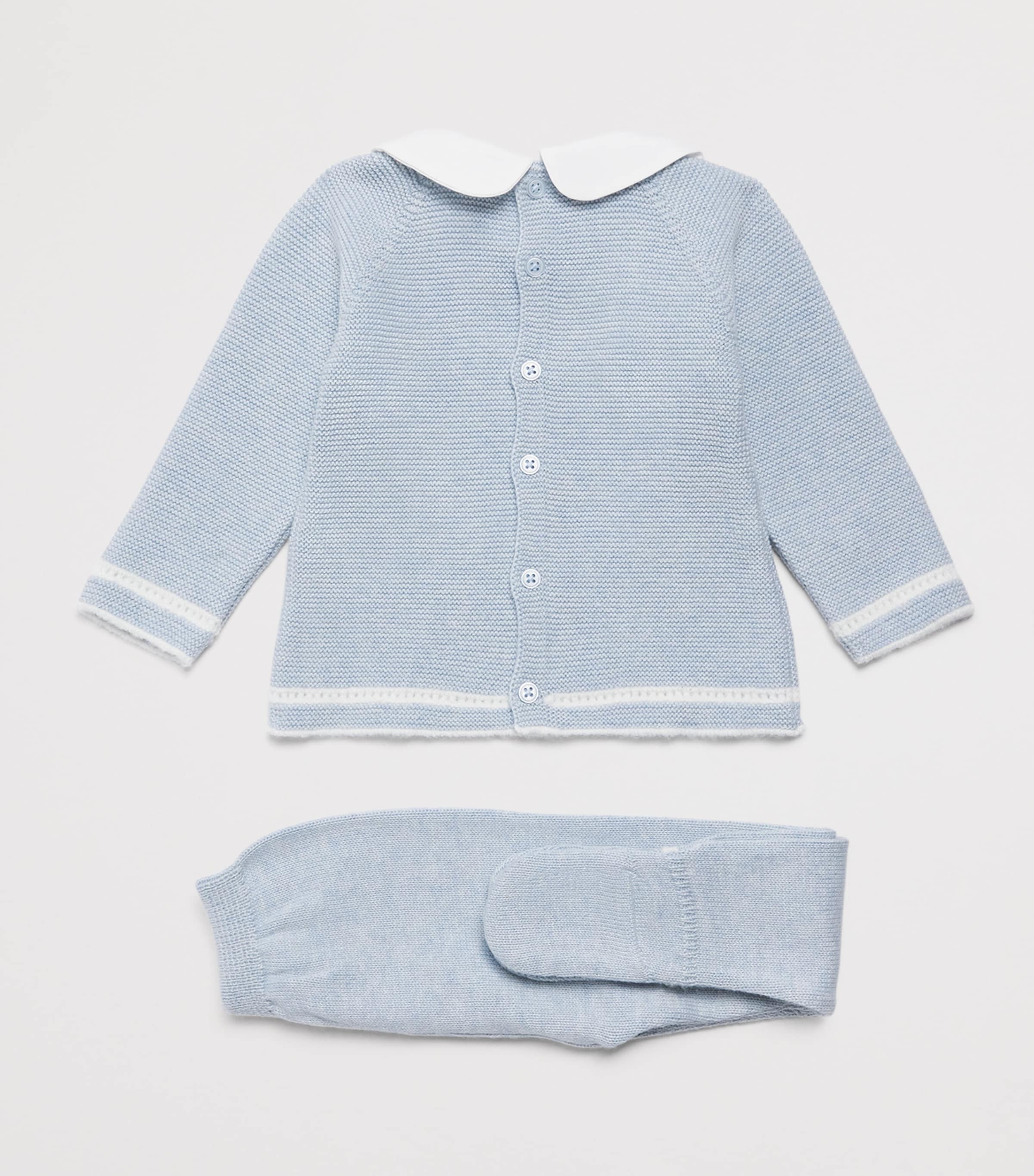 Paz Rodriguez Cotton Lua Sweater and Leggings Set (0-12 Months) Chalk Blue/cream Image 2