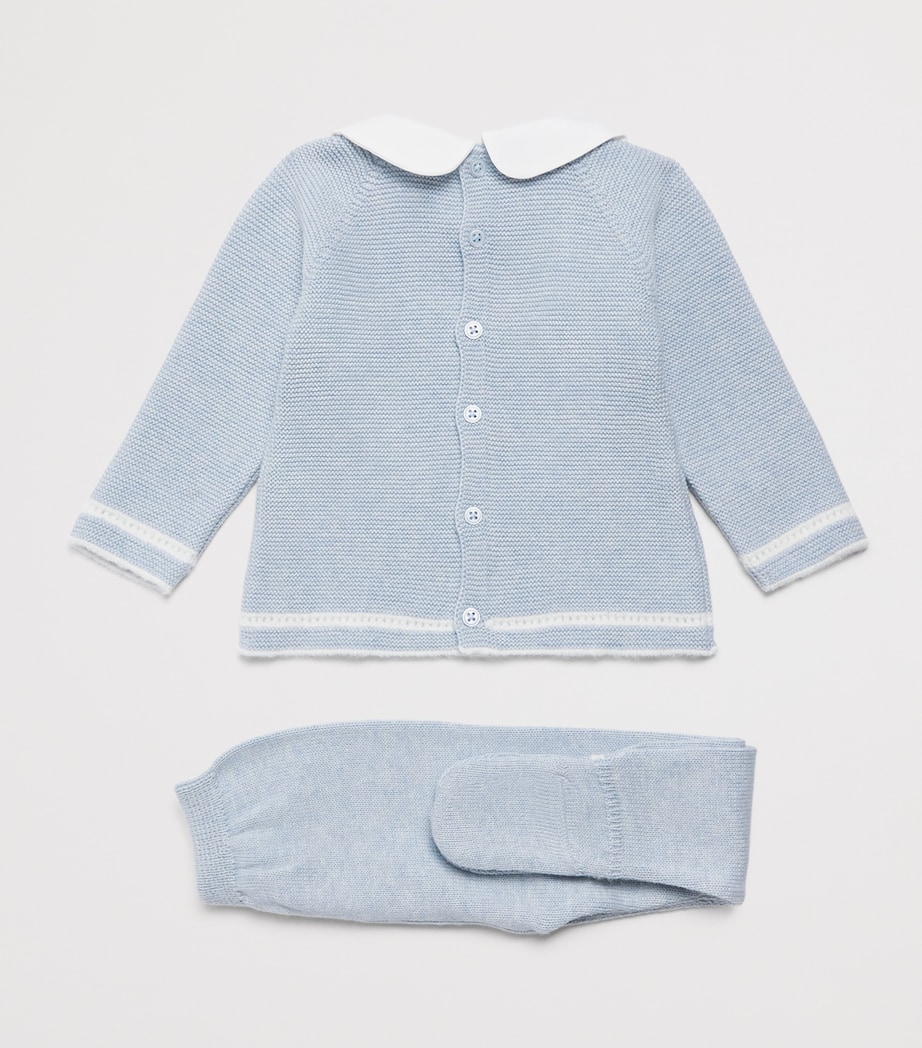 Paz Rodriguez Cotton Lua Sweater and Leggings Set (0-12 Months) Chalk Blue/cream Image 2