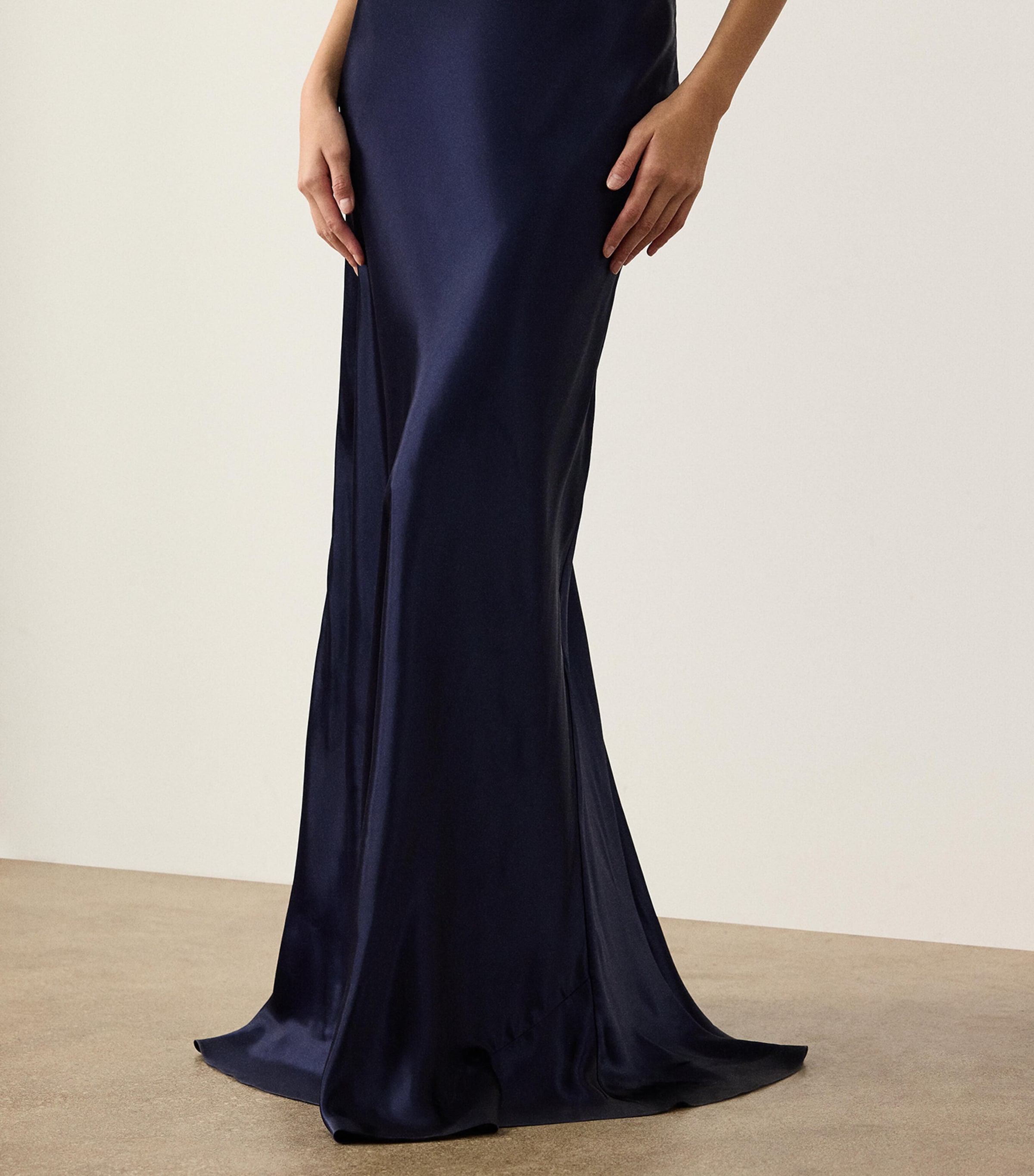 Ralph Lauren Collection Womens Satin Masina Maxi Skirt Lux Navy Image 2
