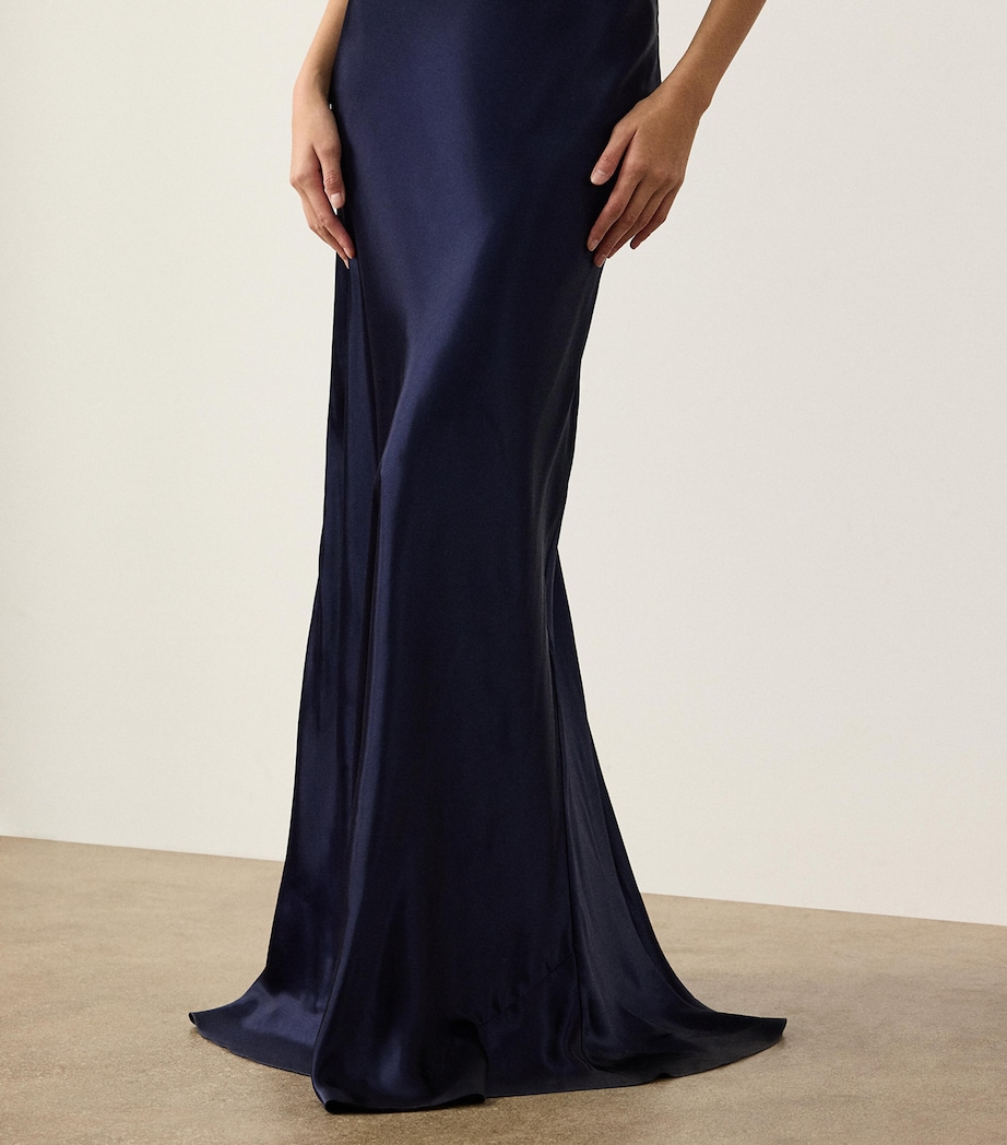 Ralph Lauren Collection Womens Satin Masina Maxi Skirt Lux Navy Image 2