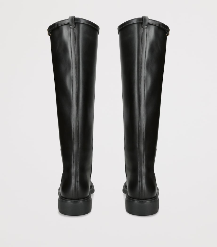Leather Knee-High Boots BLACK Image 2