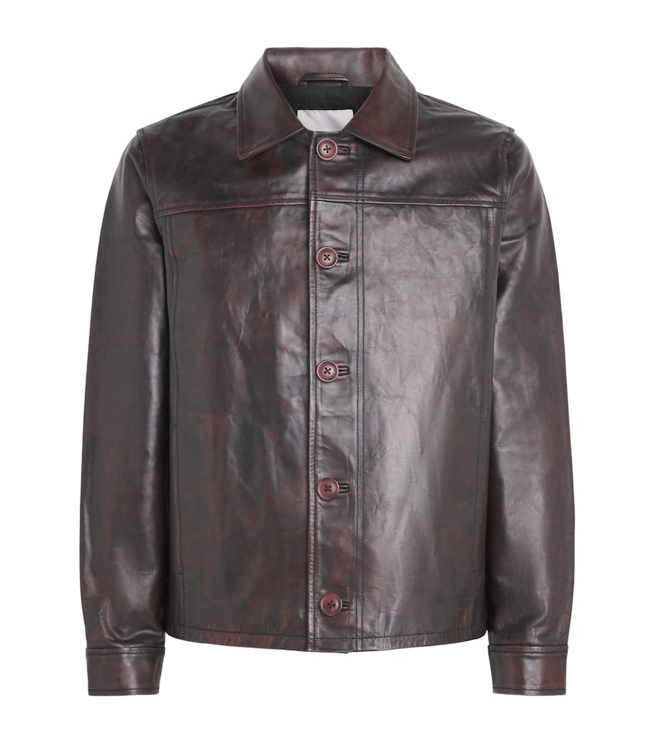 Samsøe Samsøe Mens Leather Samilton B Jacket Washed Brown Image 1