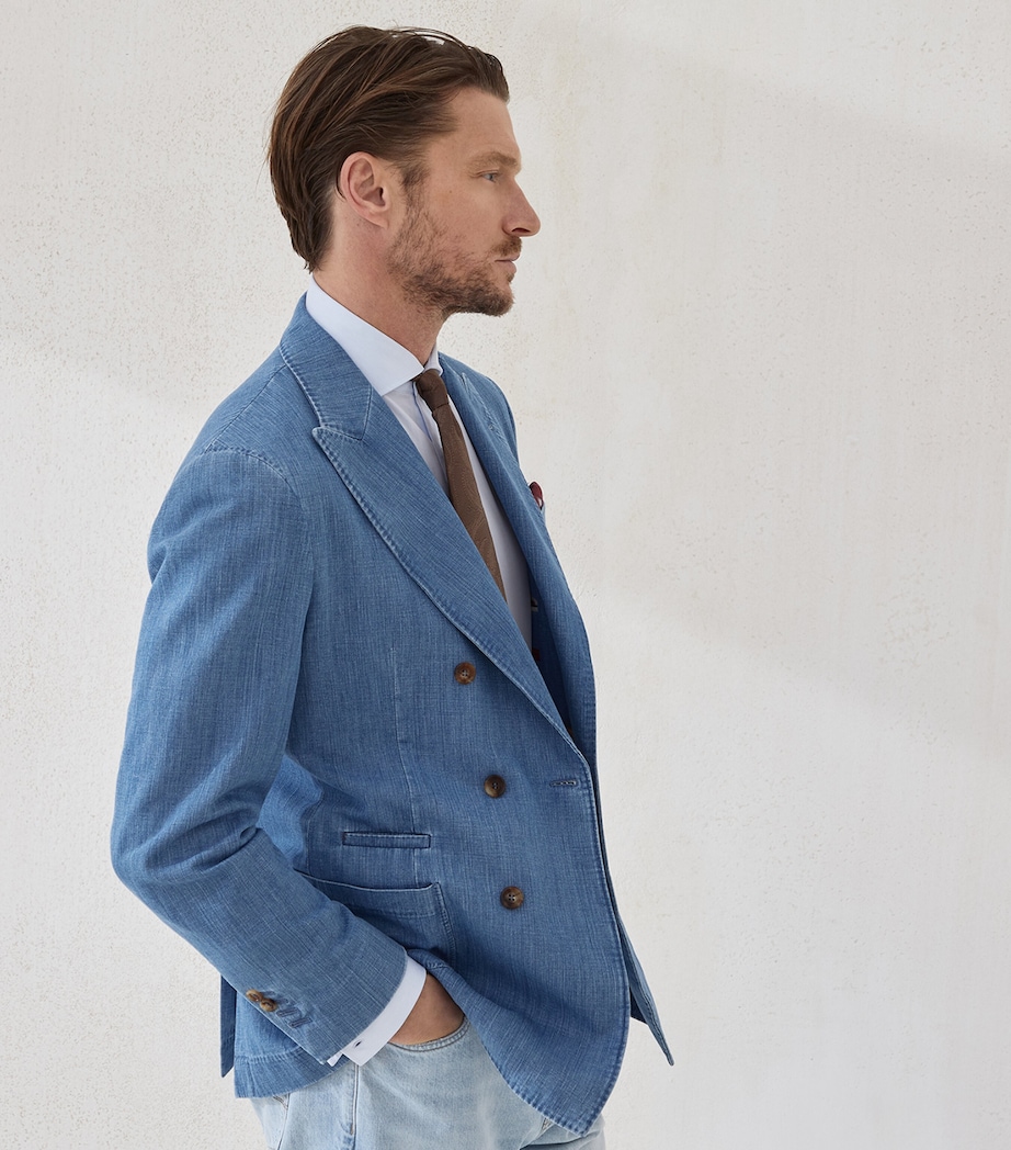 Denim Double-Breasted Blazer C1470 Image 6