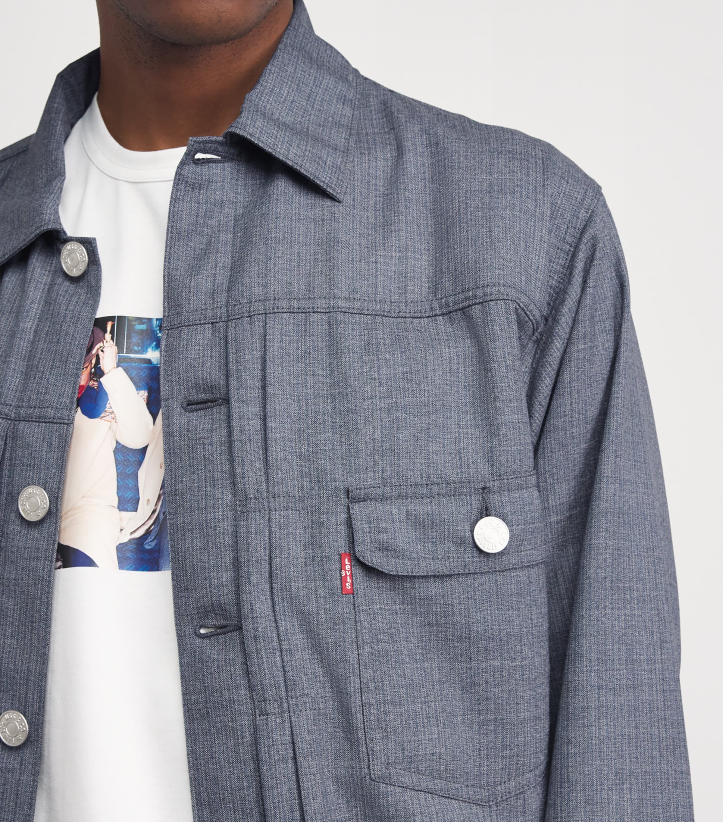Junya Watanabe MAN Mens Wool Trucker Jacket Blue Gray Image 3