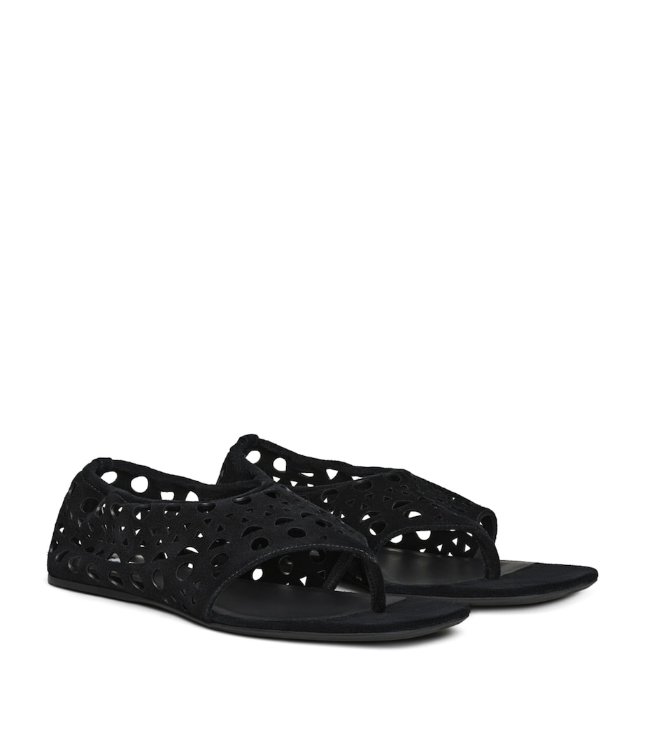 Alaïa Suede Vienne Thong Sandals Black Image 3