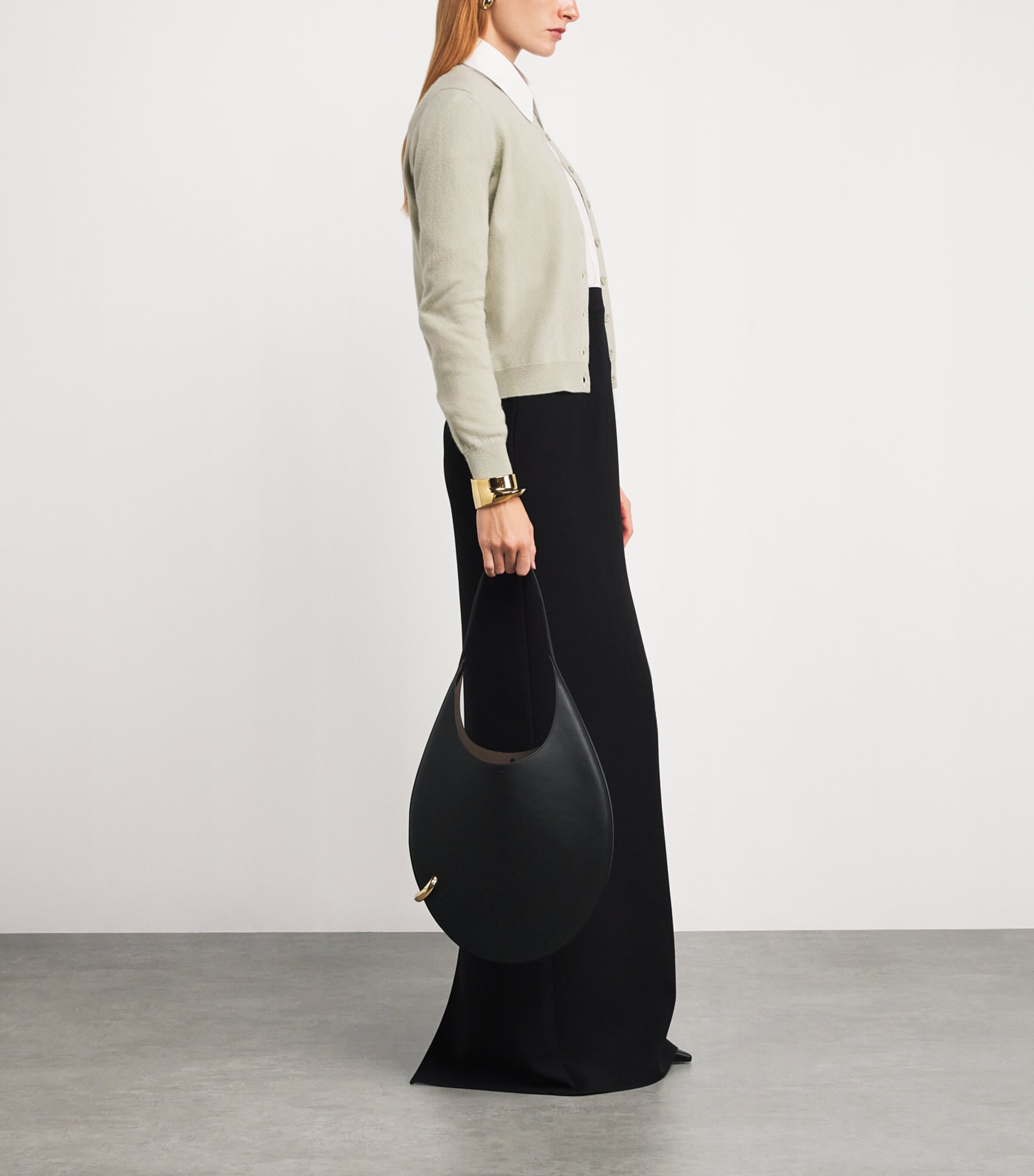 Leather Pierced Shoulder Bag BLACK / GOLD 002 Image 5