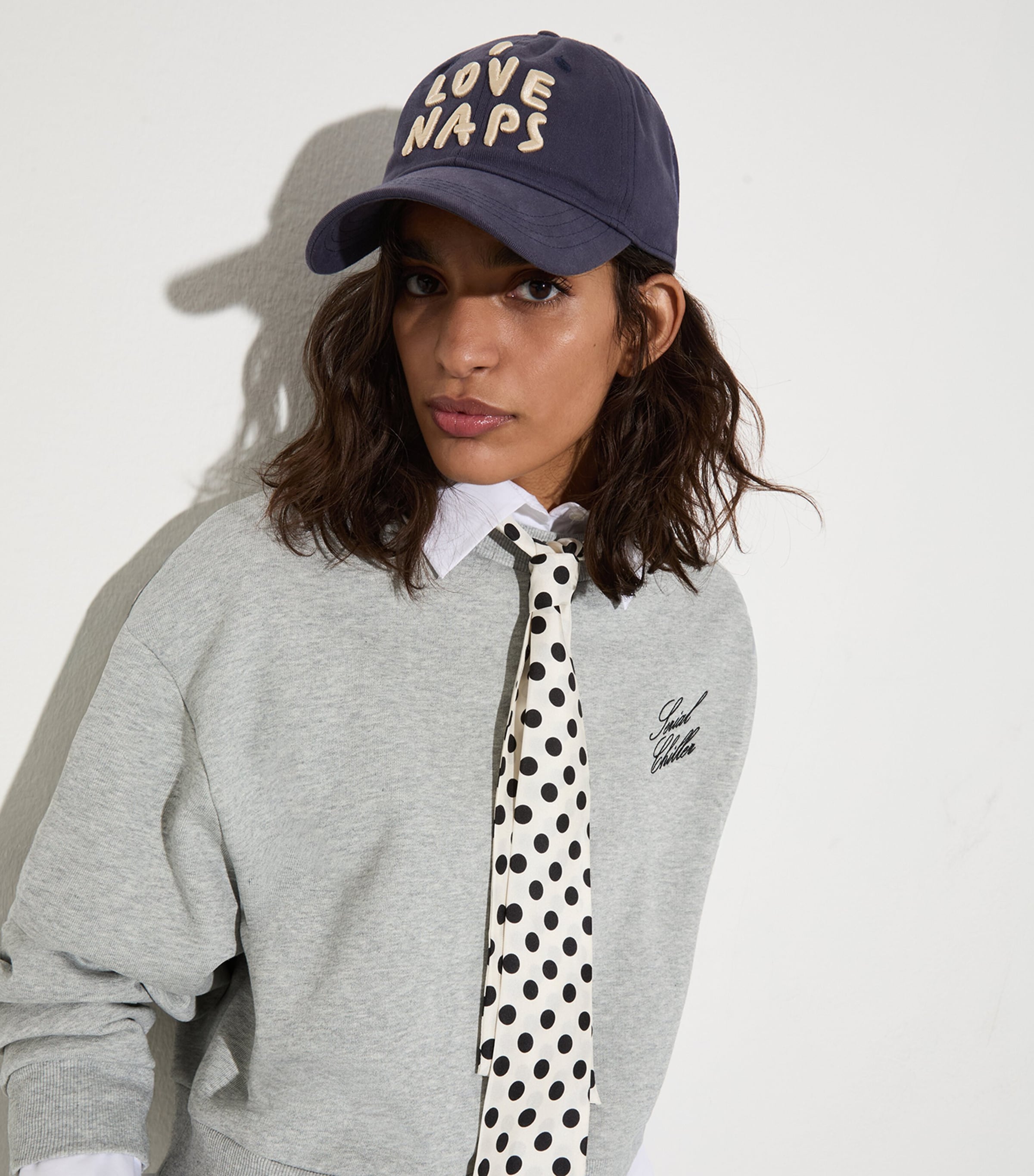 Cotton Slogan Baseball Cap NAVY Image 3