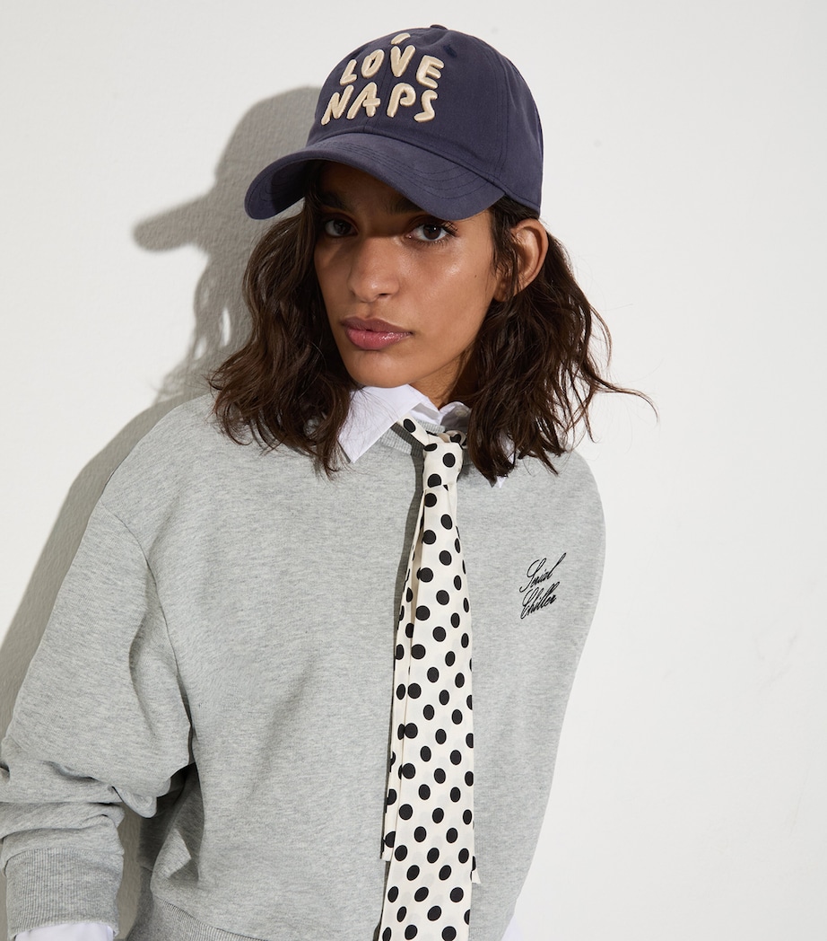 Cotton Slogan Baseball Cap NAVY Image 3