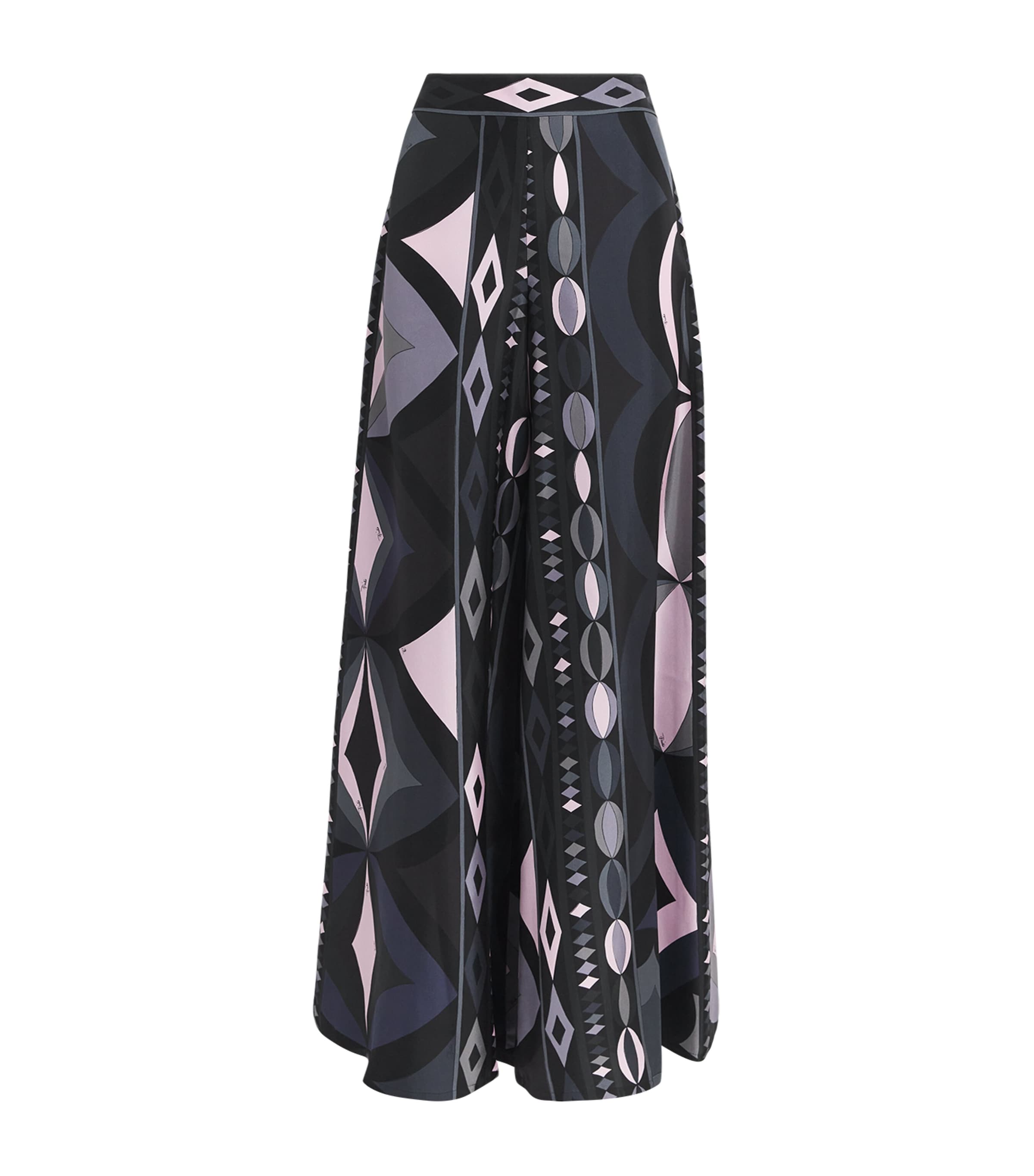 Pucci Wide-leg Pants In Silk Twill In Black