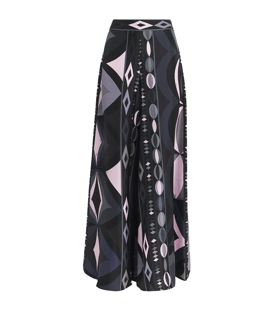 Silk Wide-Leg Trousers 023/BLACK PINK Image 1