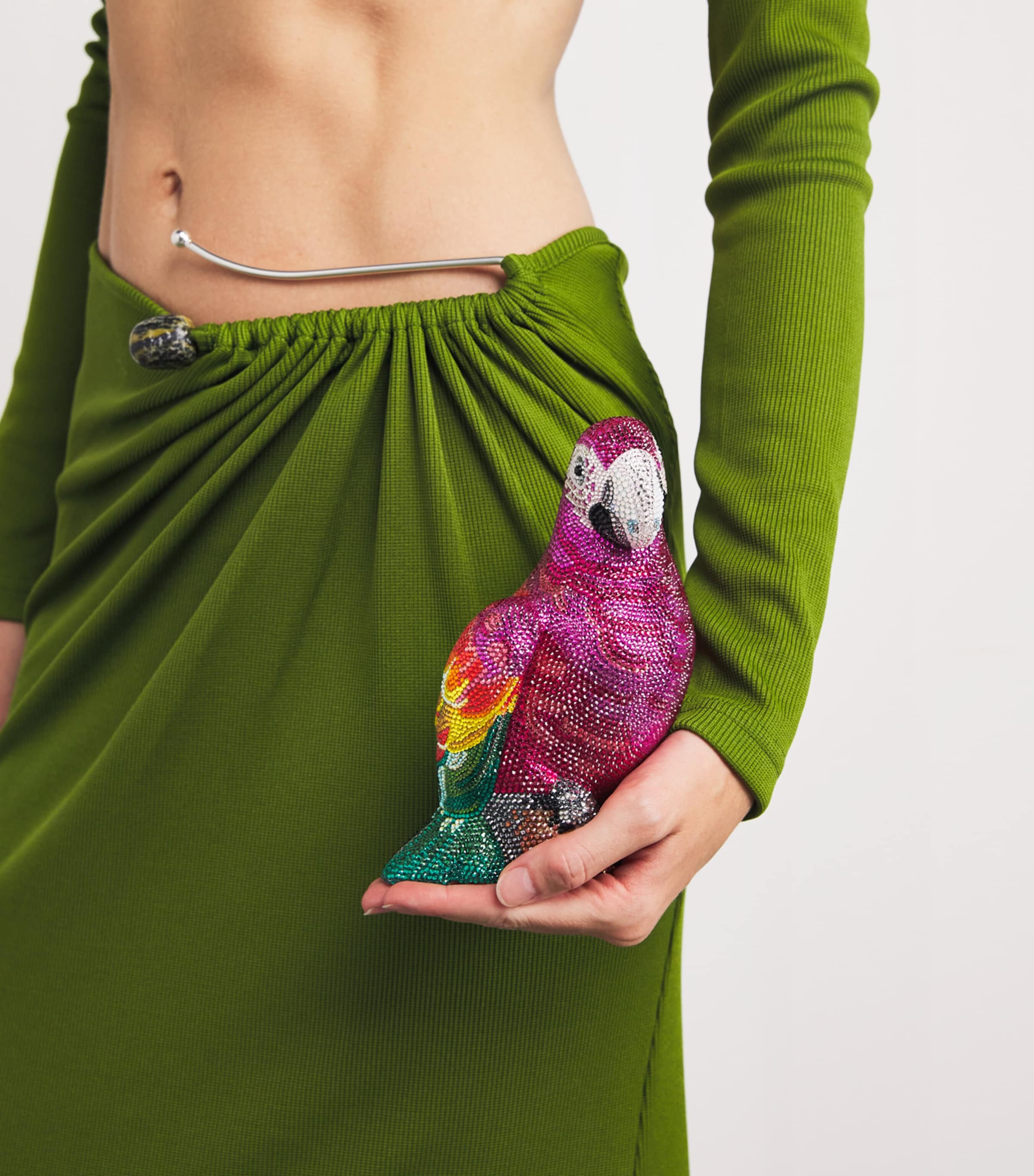 Judith Leiber Crystal Parrot Bali Clutch Bag Sfumt Fushia Multi Image 5