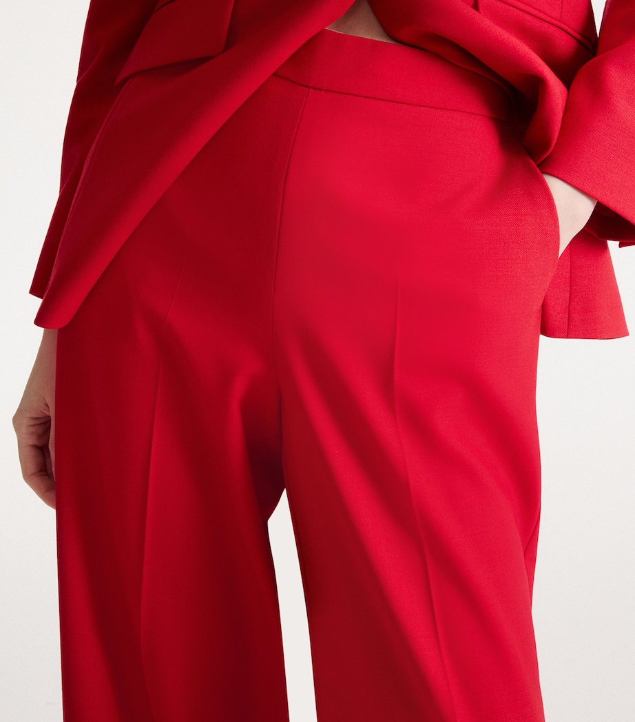 Marella Womens High-Rise Wide-Leg Trousers Red Image 5